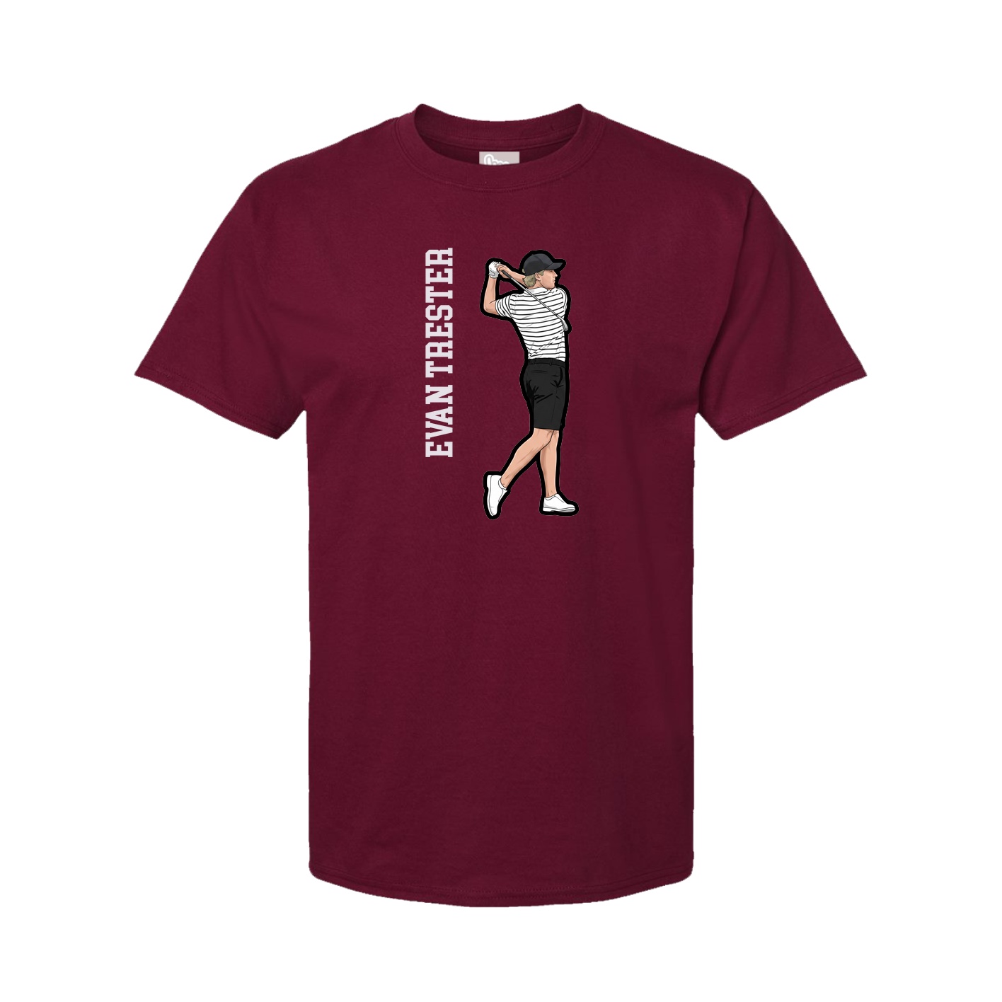 Youth Tee — Name Vertical in Cardinal