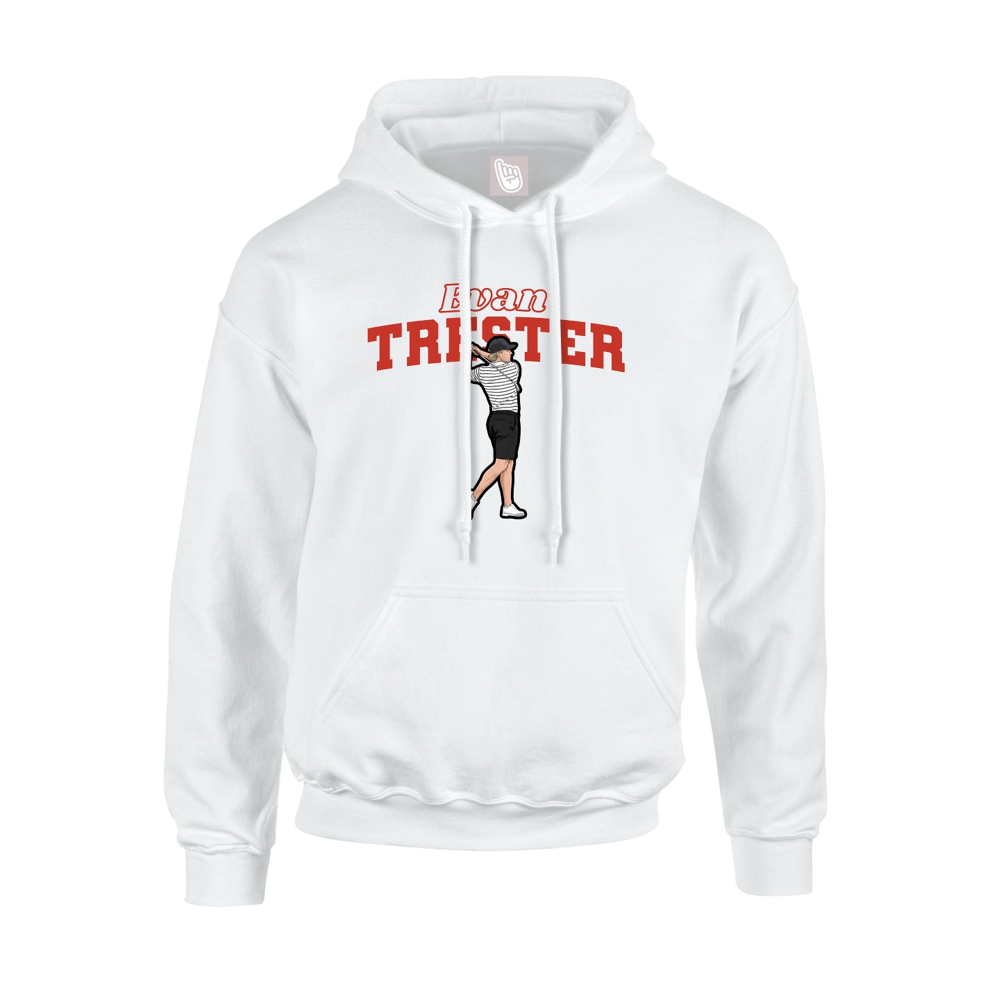 Youth Hoodie — Name Arch in White