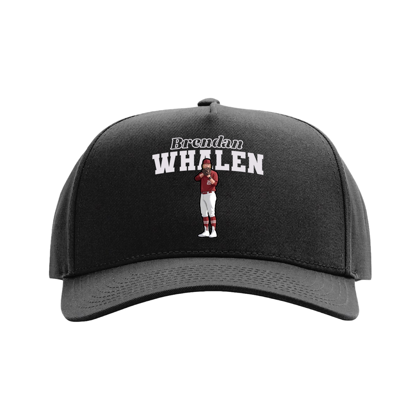 Full Fabric Five-Panel Champ Cap — Name Arch in Black