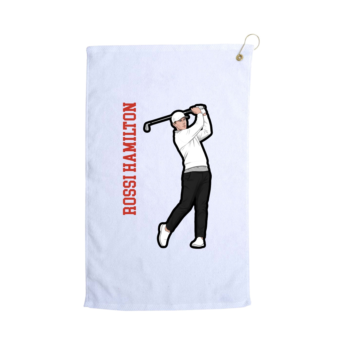 Golf Towel — Name Vertical in White