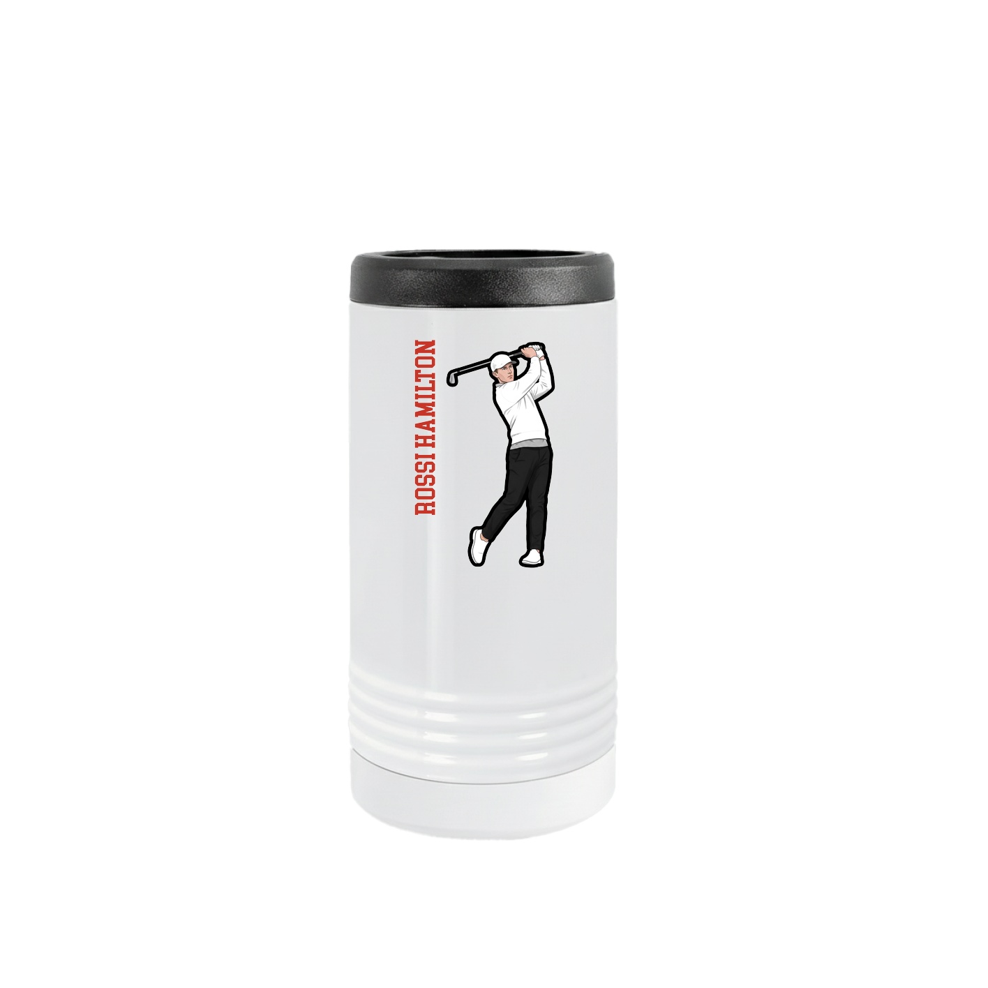 Slim Beverage Holder — Name Vertical in White