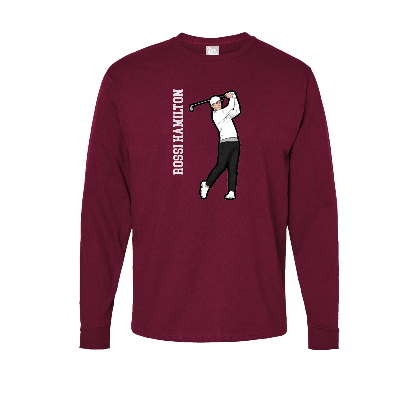 Long Sleeve Tee — Name Vertical in Cardinal