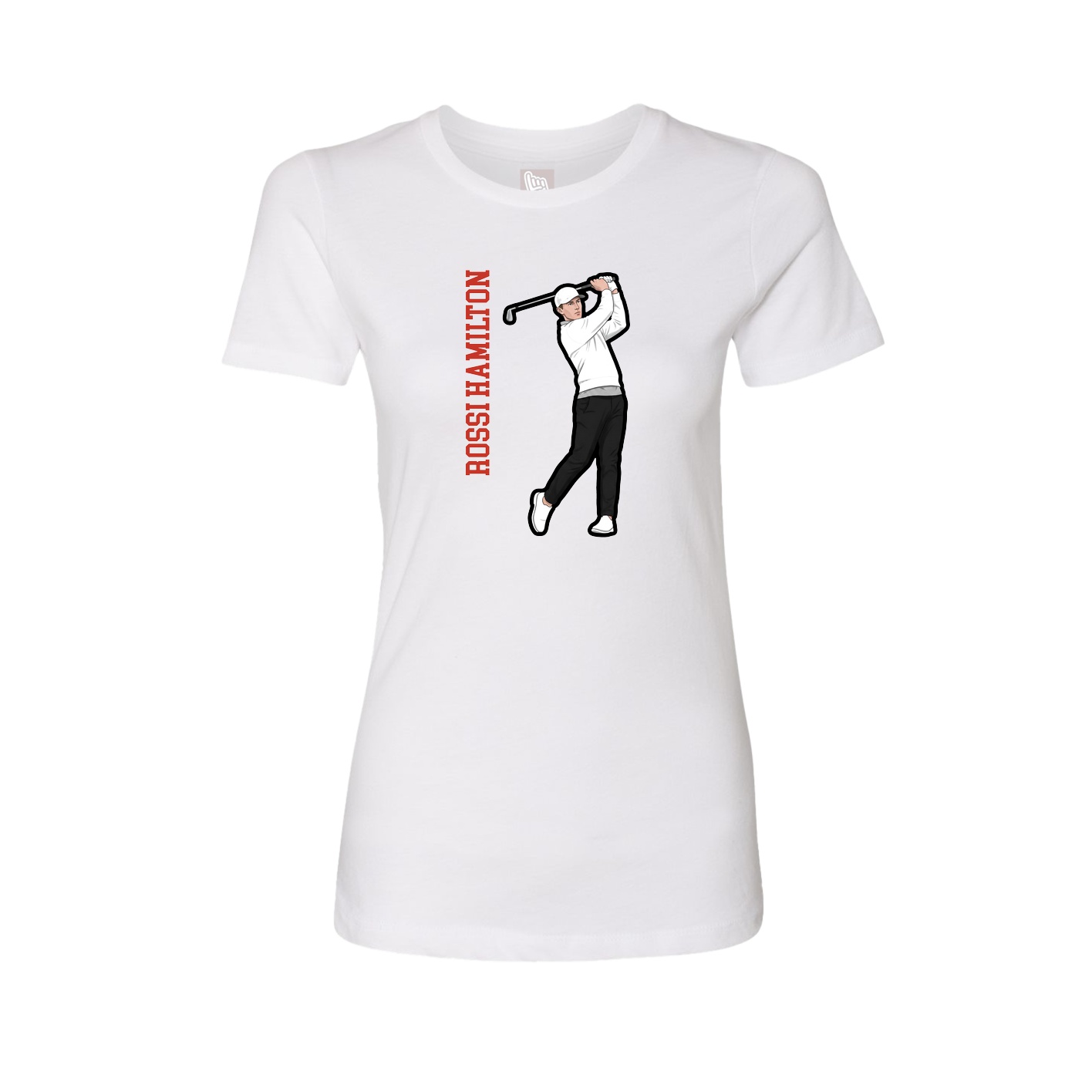 Fitted Women's Tee — Name Vertical in White