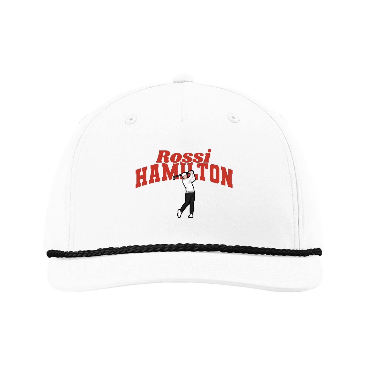 Five-Panel Classic Rope Cap — Signature Arch in White