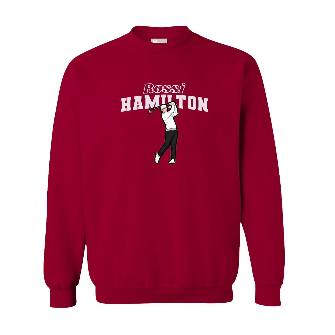 Fleece Crew — Name Arch in Cardinal