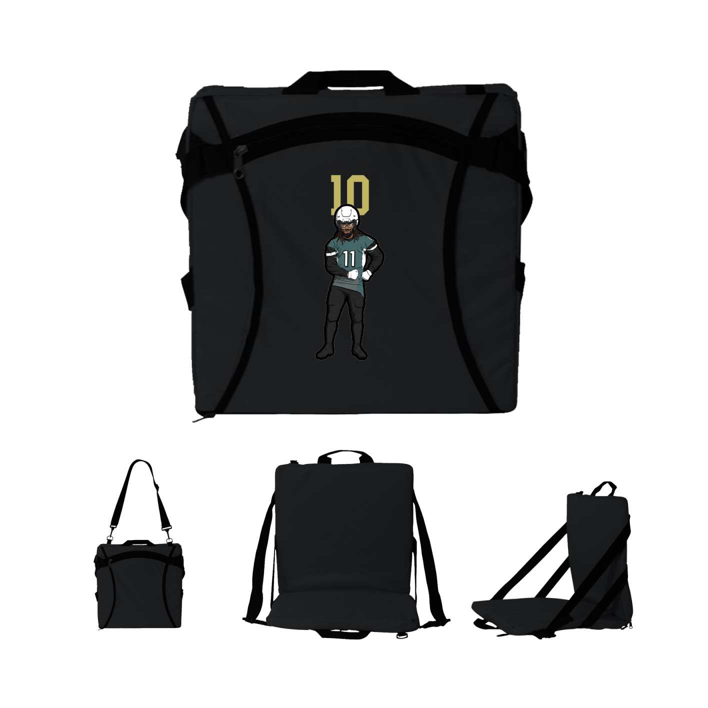 Folding Stadium Seat — Number Top in Black