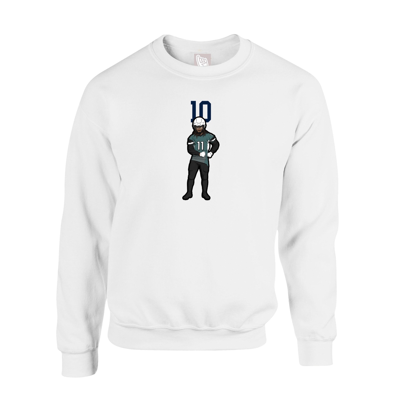 Fleece Crew — Number Top in White