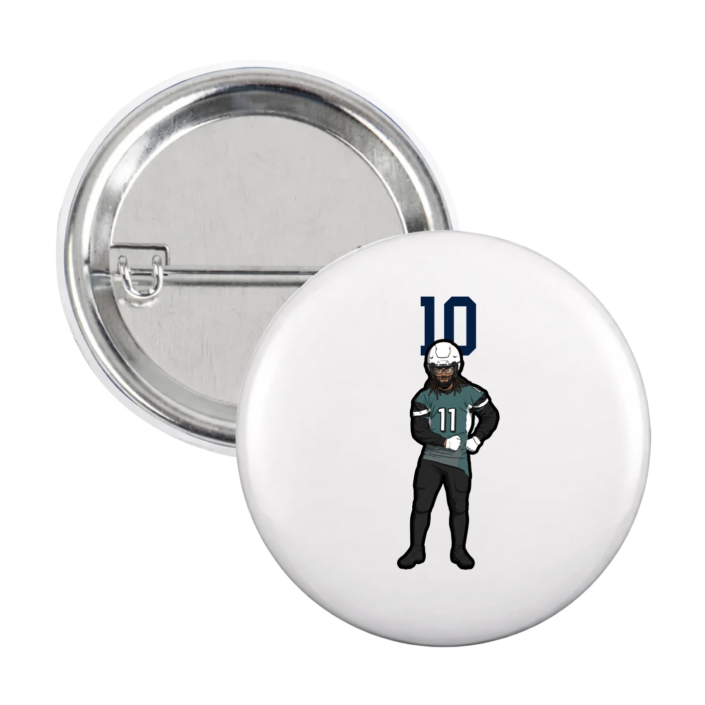 Game Day Button — Number Top in White