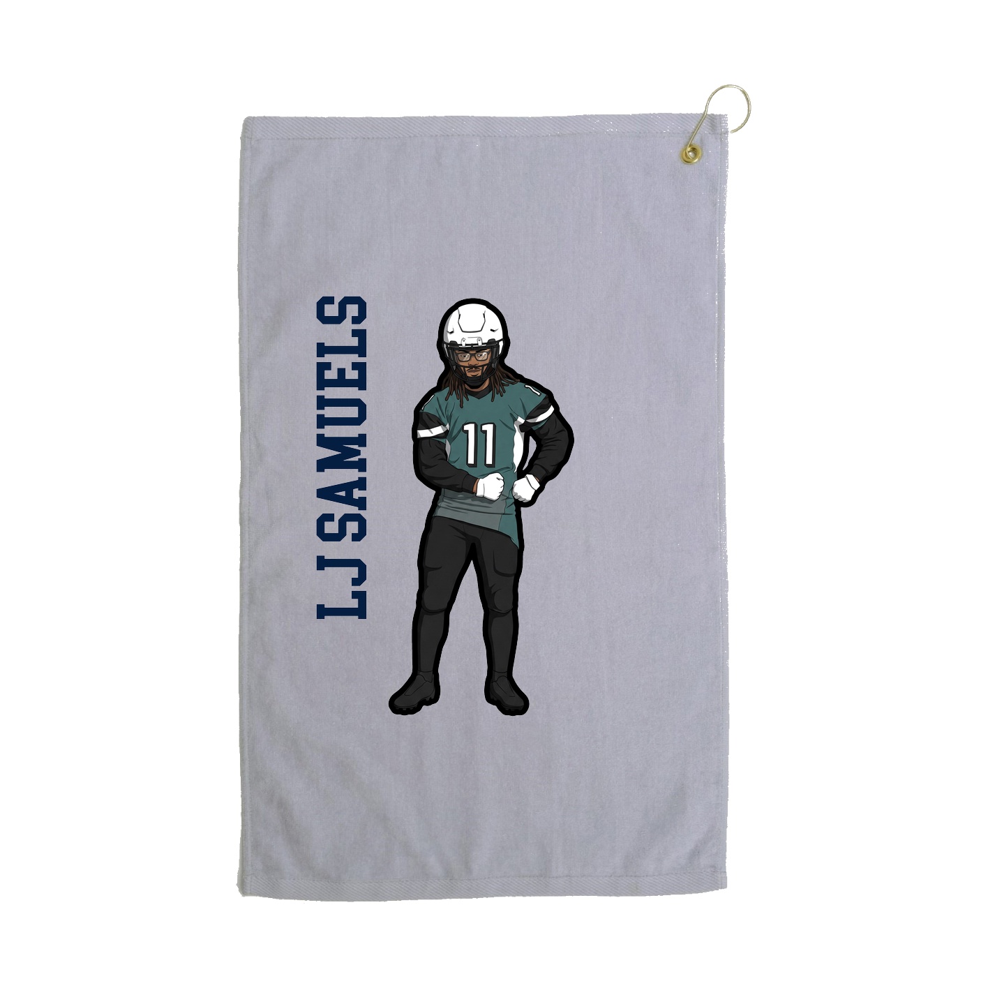 Golf Towel — Name Vertical in Grey