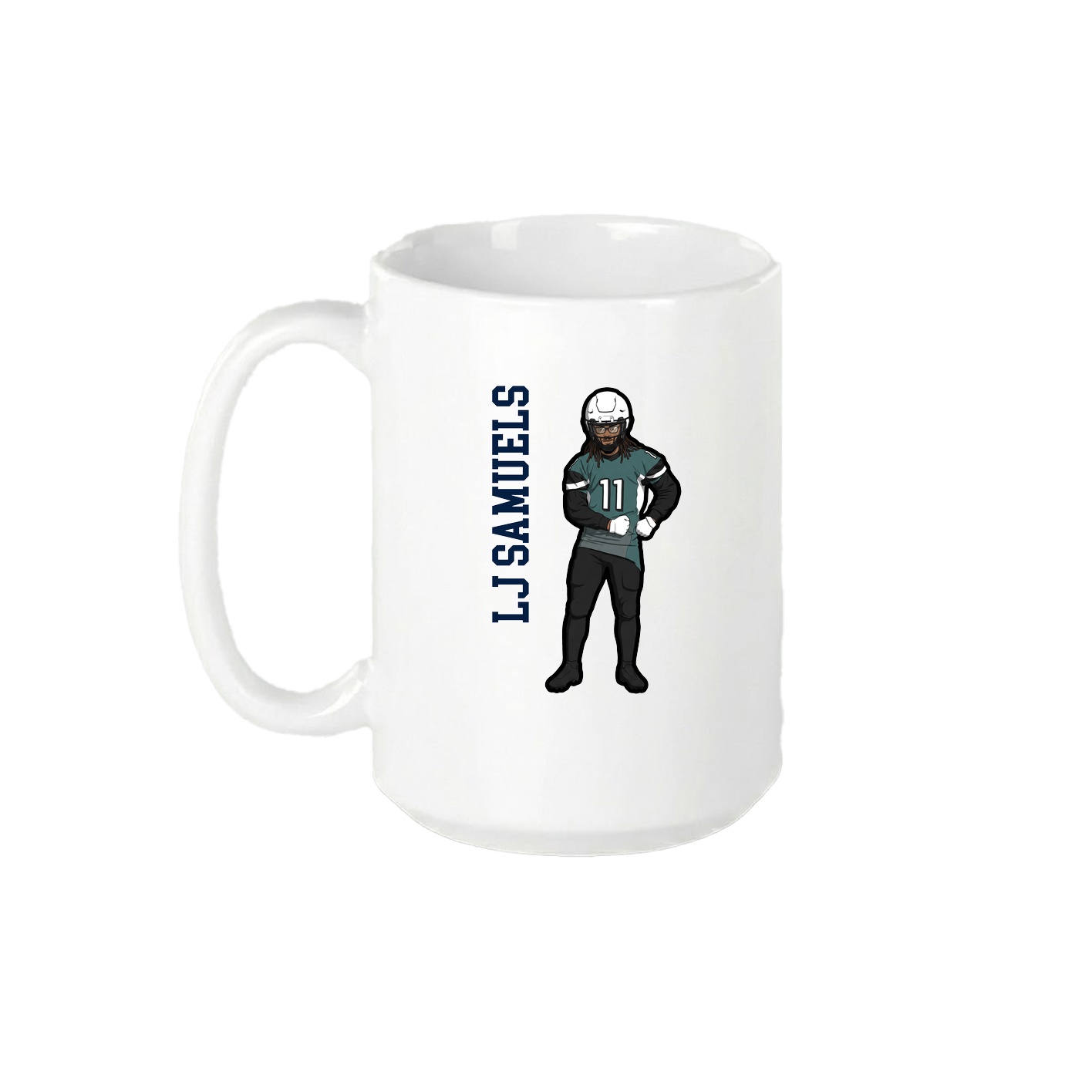 15oz Coffee Mug — Name Vertical in White