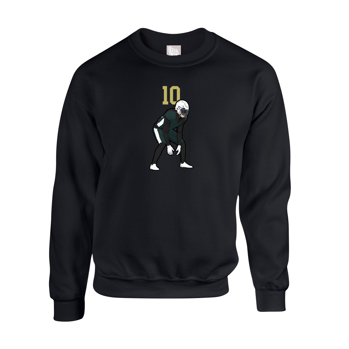 Fleece Crew — Number Top in Black