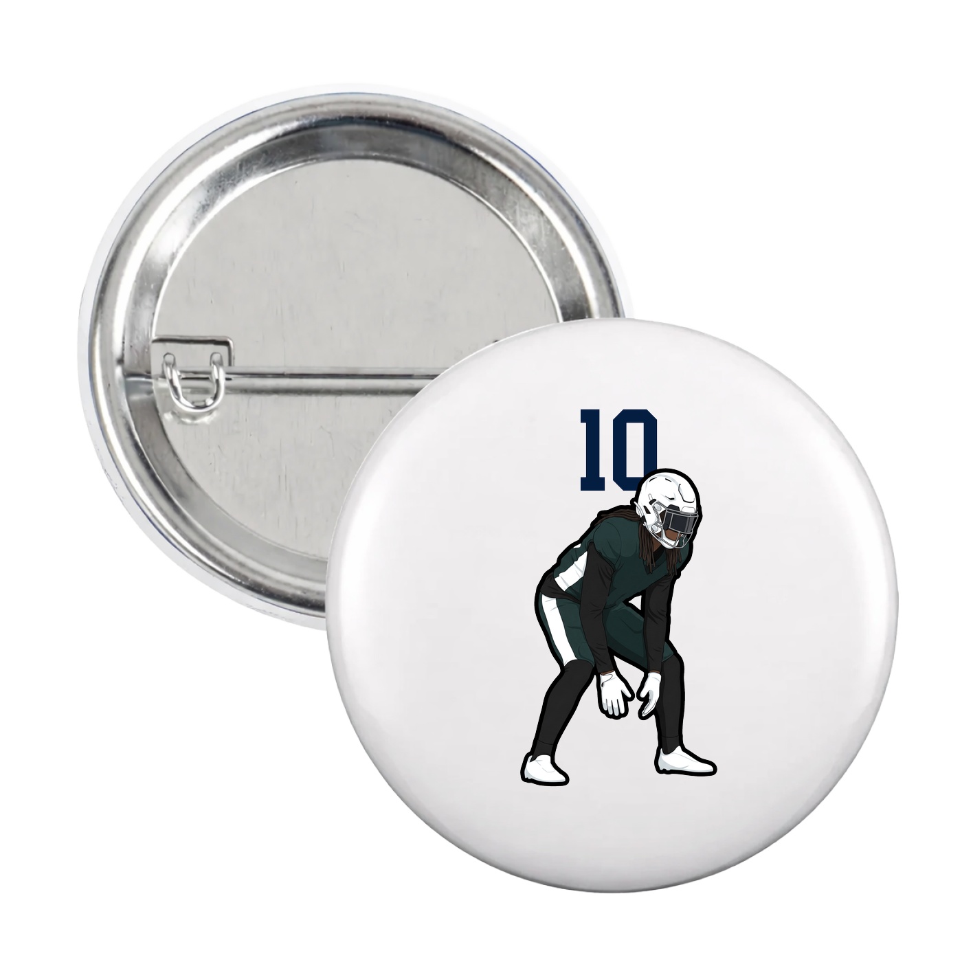 Game Day Button — Number Top in White