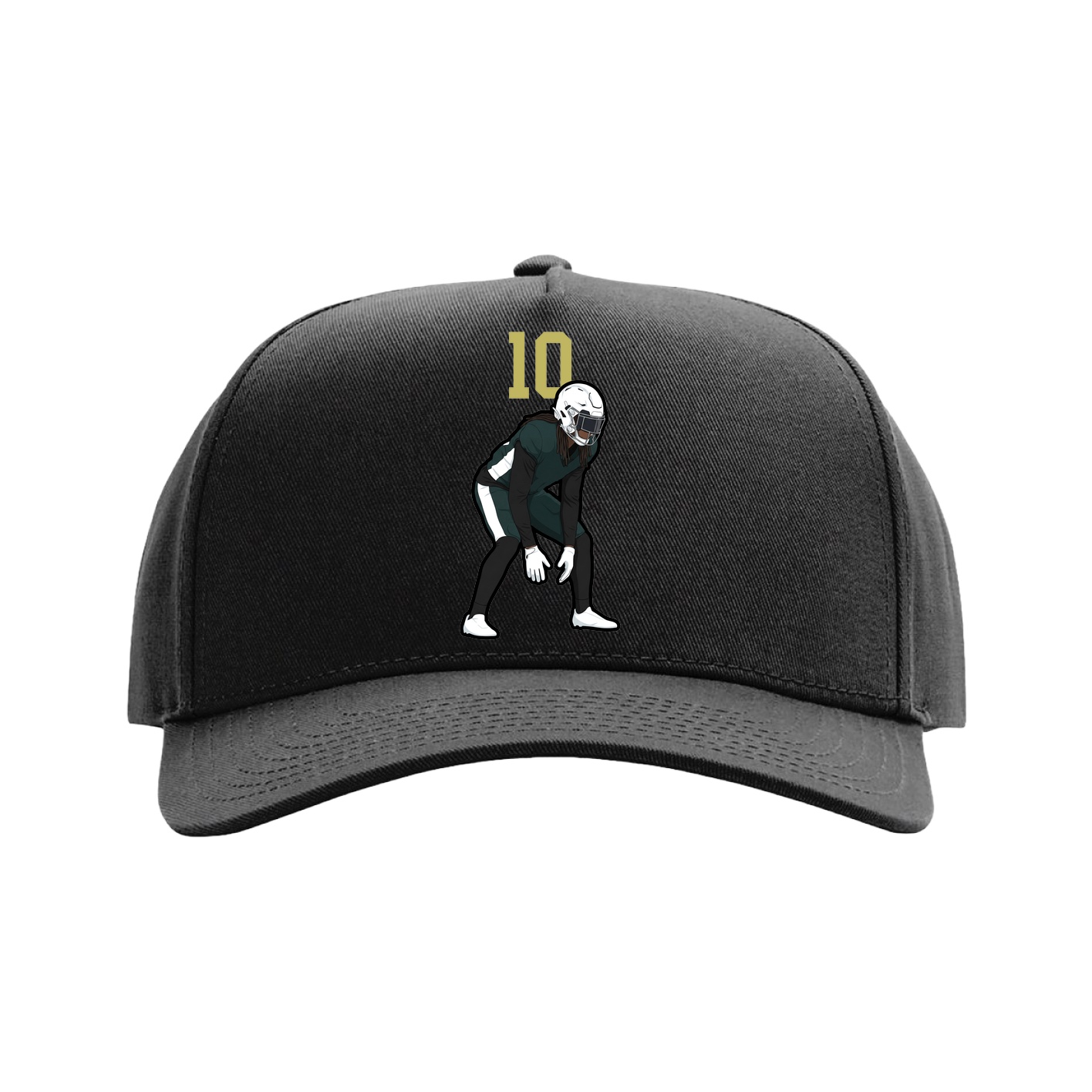 Full Fabric Five-Panel Champ Cap — Number Top in Black