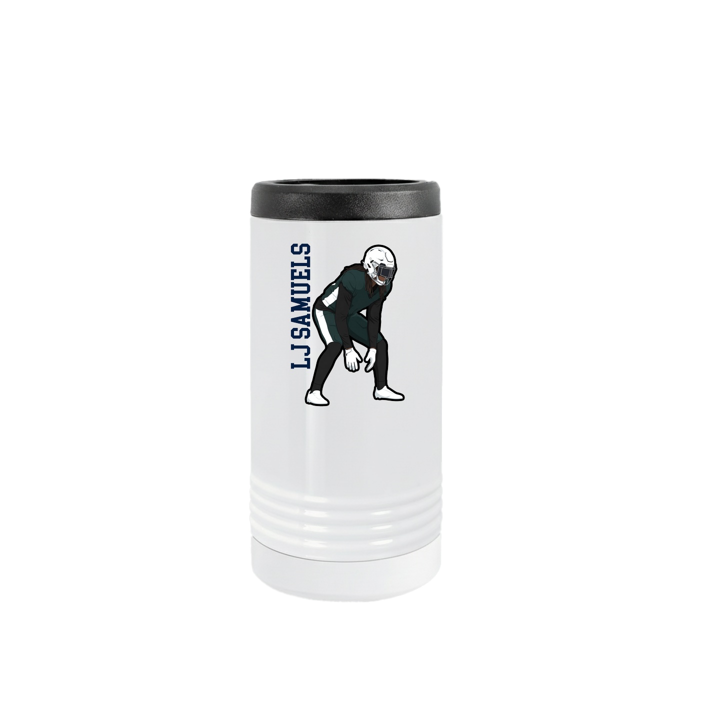 Slim Beverage Holder — Name Vertical in White