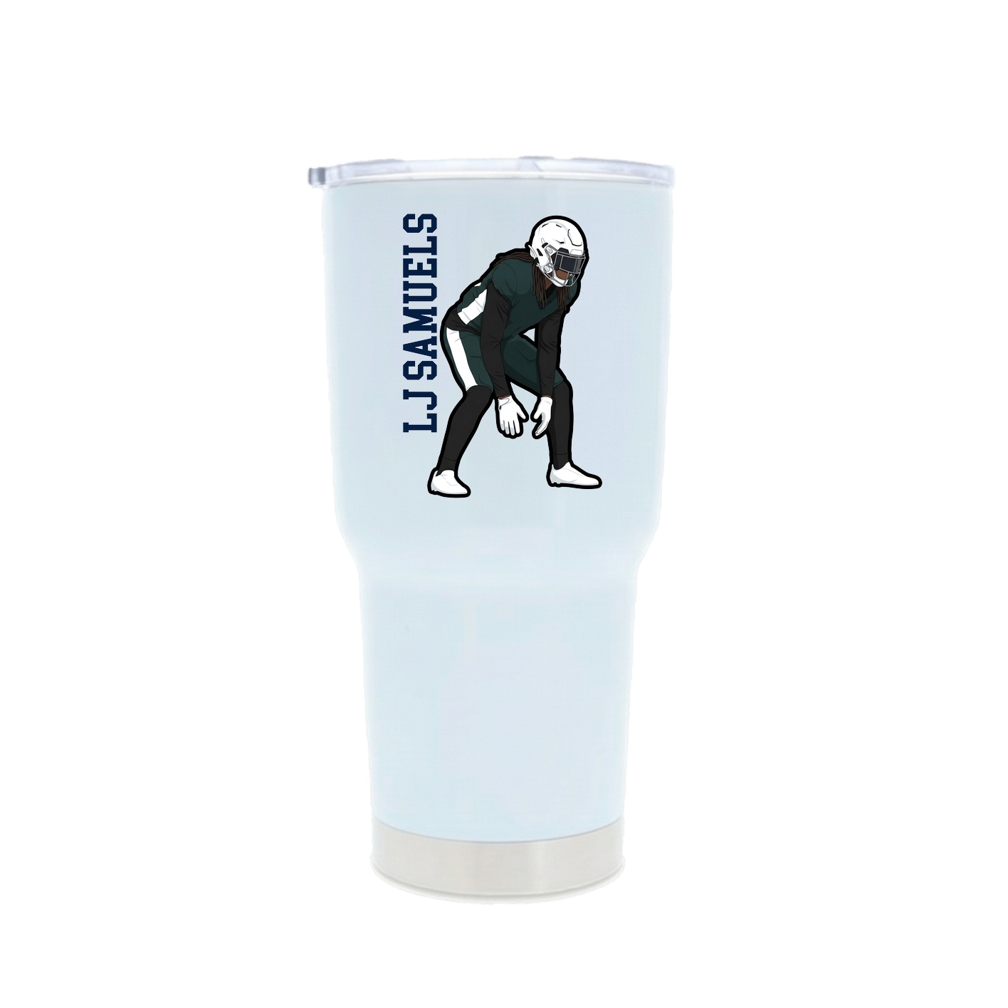 30oz Stainless Steel Tumbler — Name Vertical in White