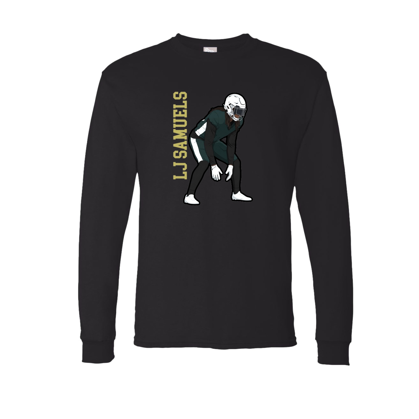 Long Sleeve Tee — Name Vertical in Black