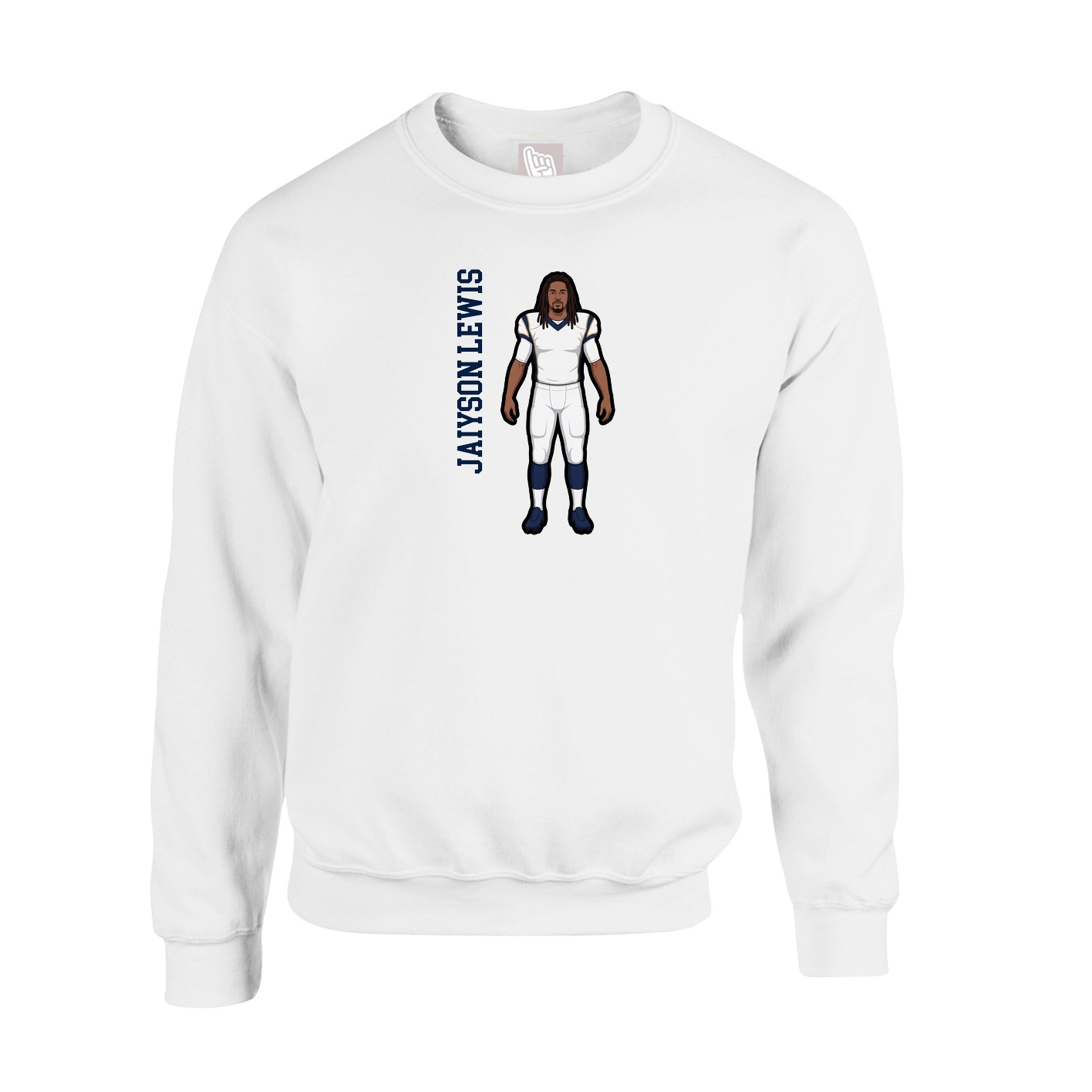 Fleece Crew — Name Vertical in White