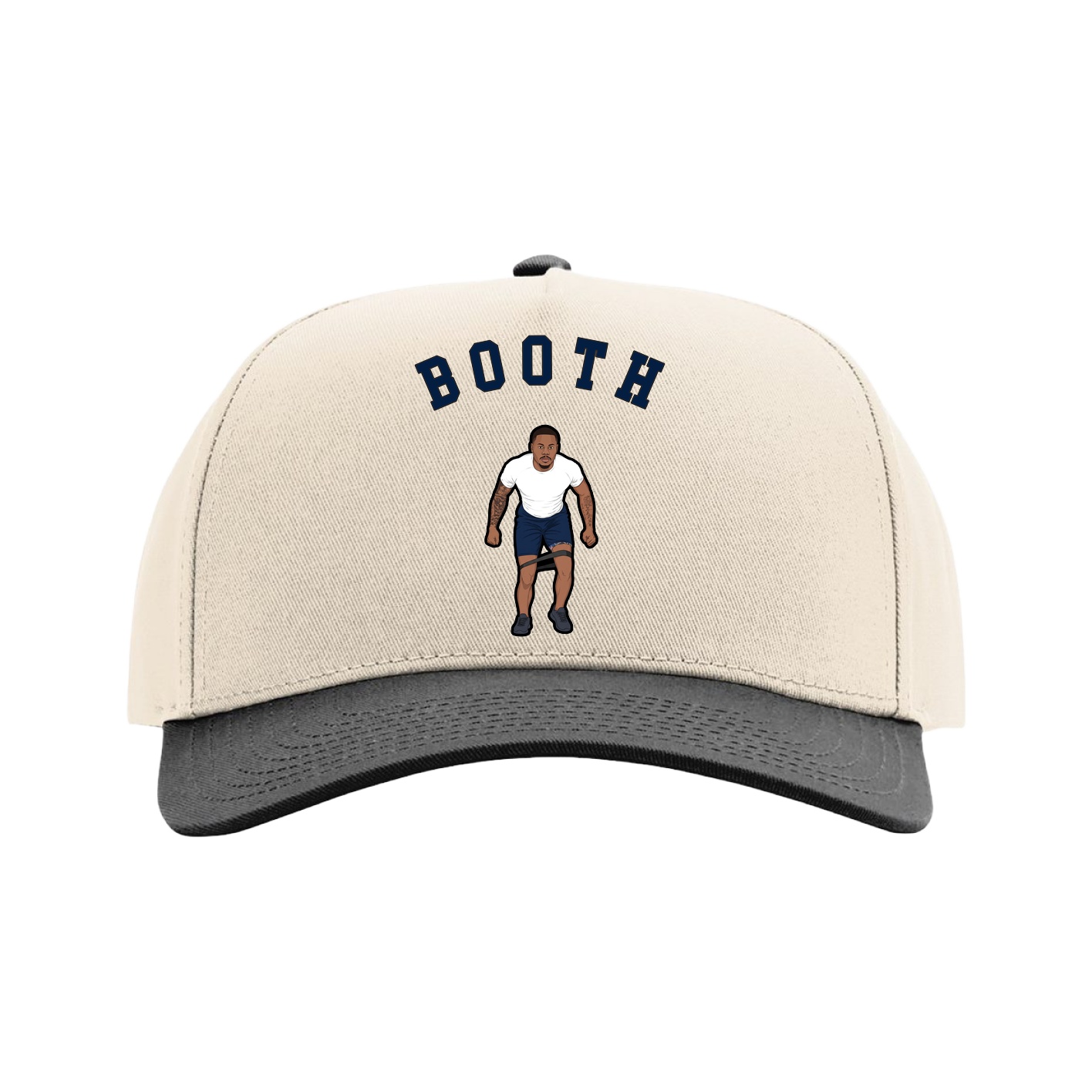 Full Fabric Five-Panel Champ Cap — Shirsey Arch in Cream/Black
