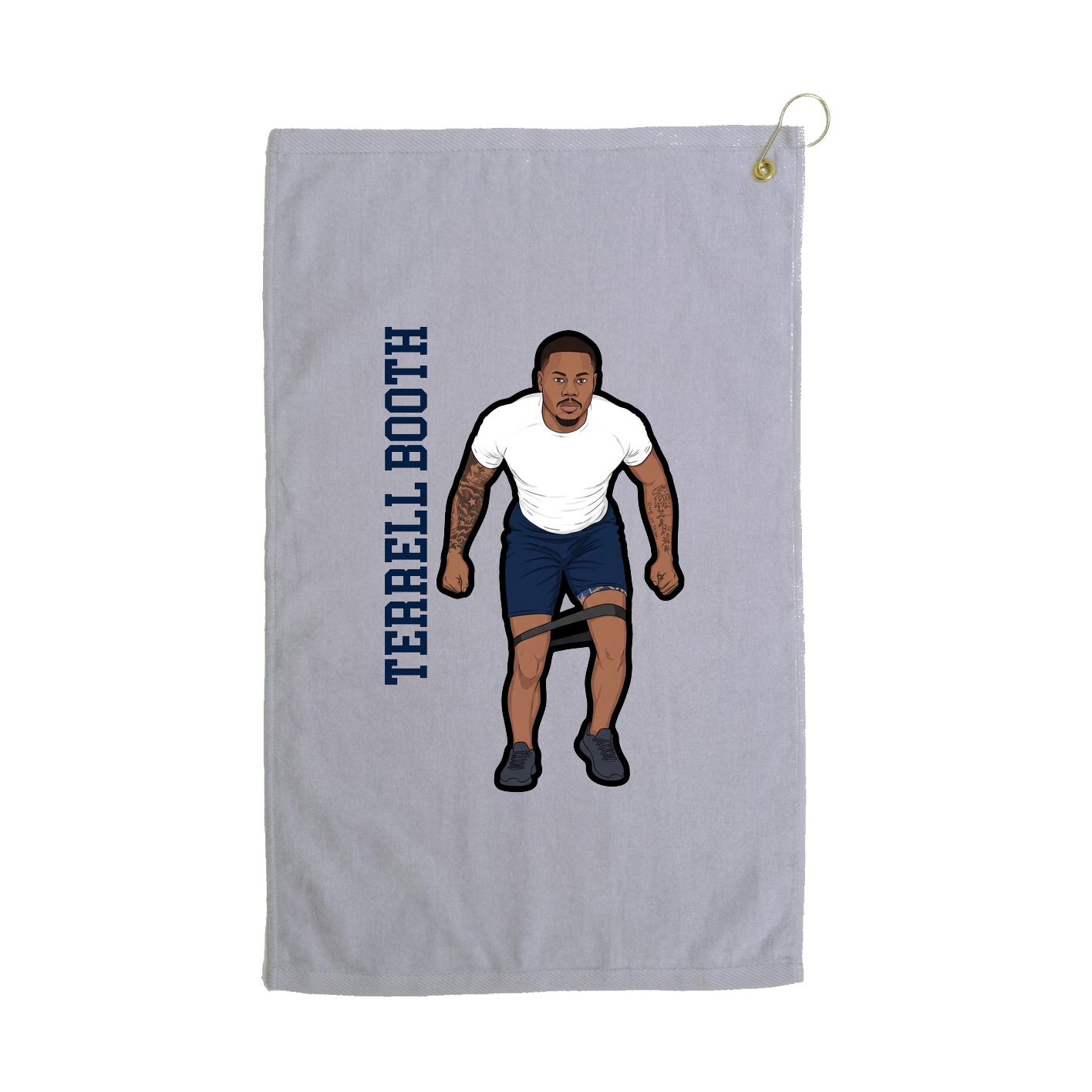 Golf Towel — Name Vertical in Grey