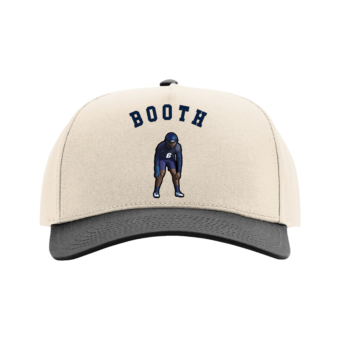 Full Fabric Five-Panel Champ Cap — Shirsey Arch in Cream/Black