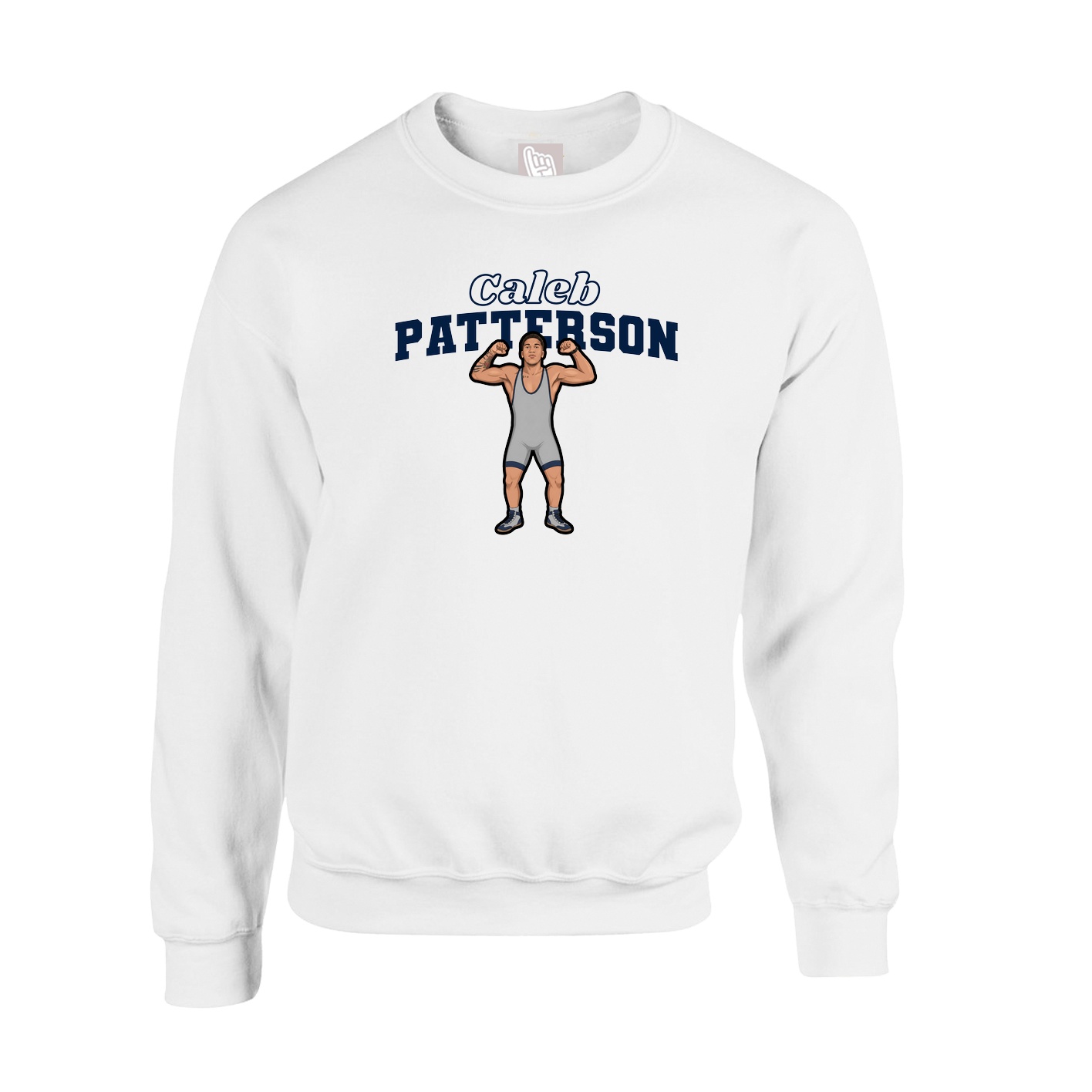 Fleece Crew — Name Arch in White