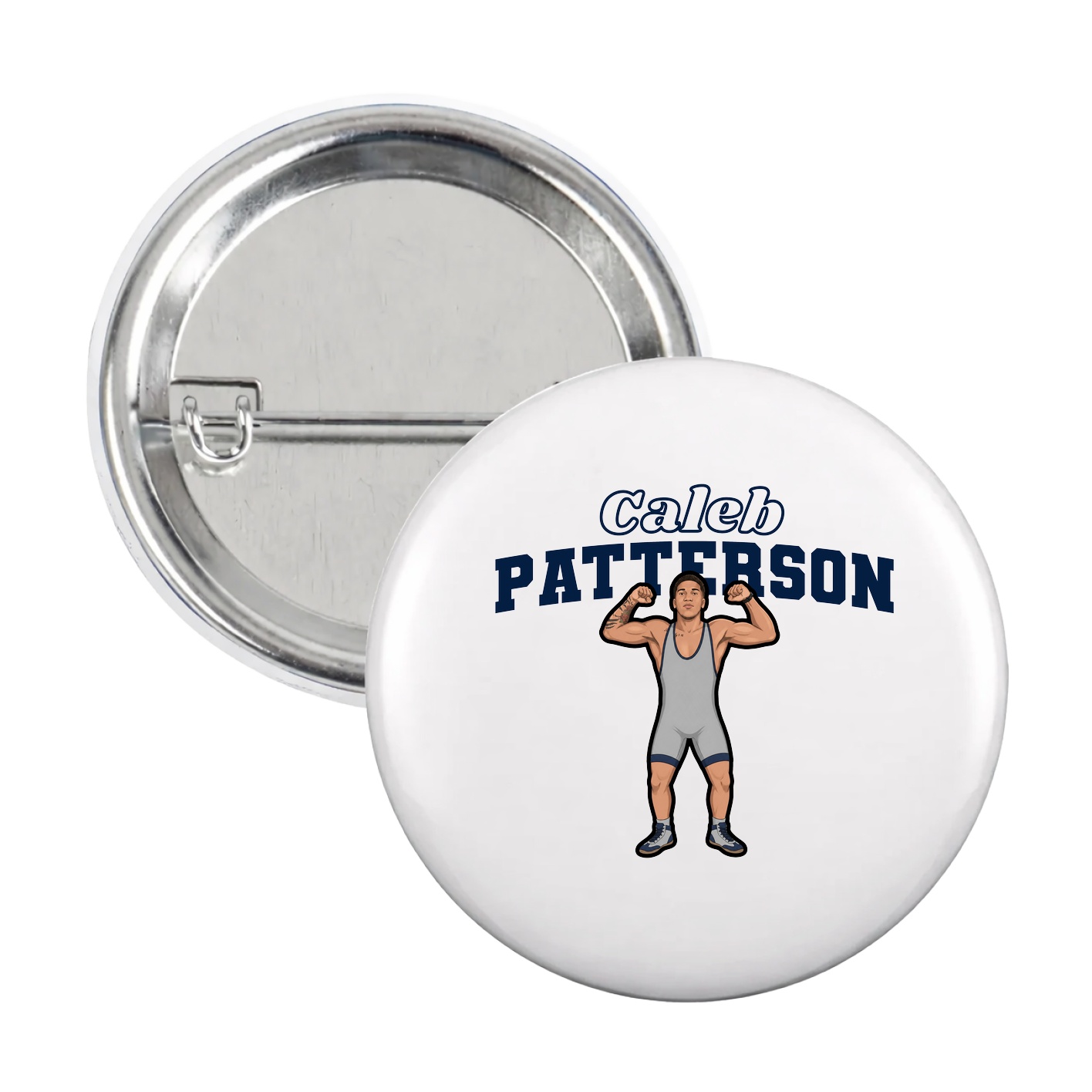 Game Day Button — Name Arch in White