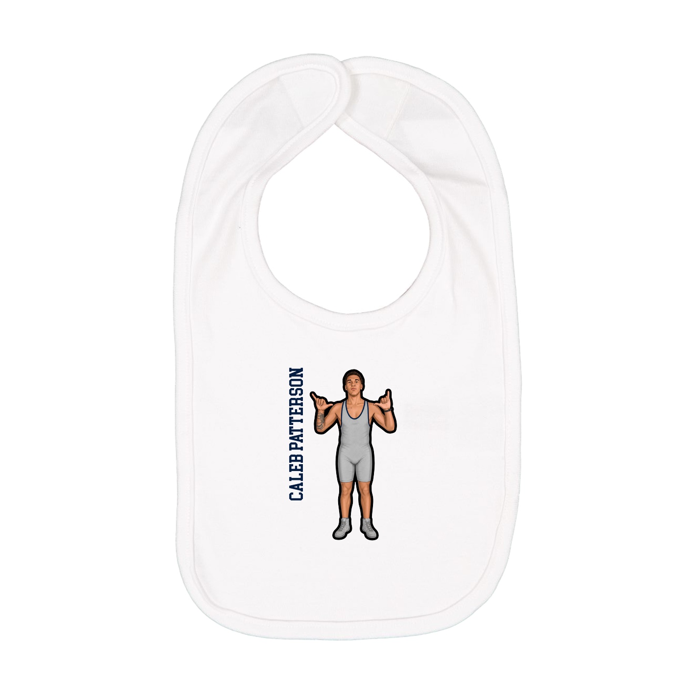 Infant Bib — Name Vertical in White