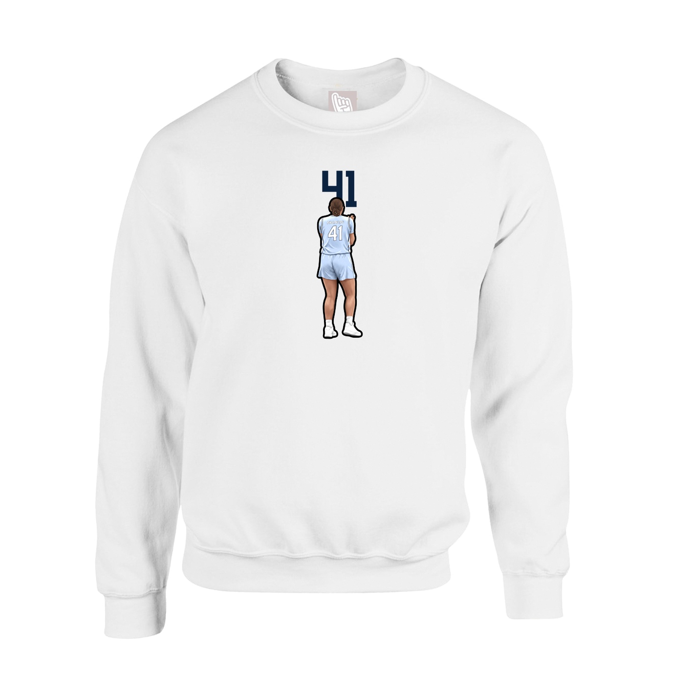 Fleece Crew — Number Top in White