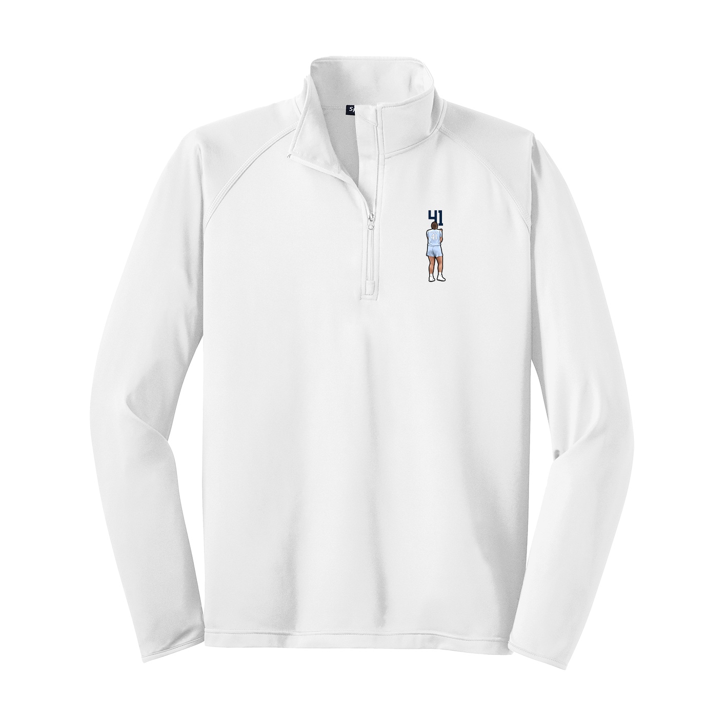 Q-Zip Pullover — Number Top in White