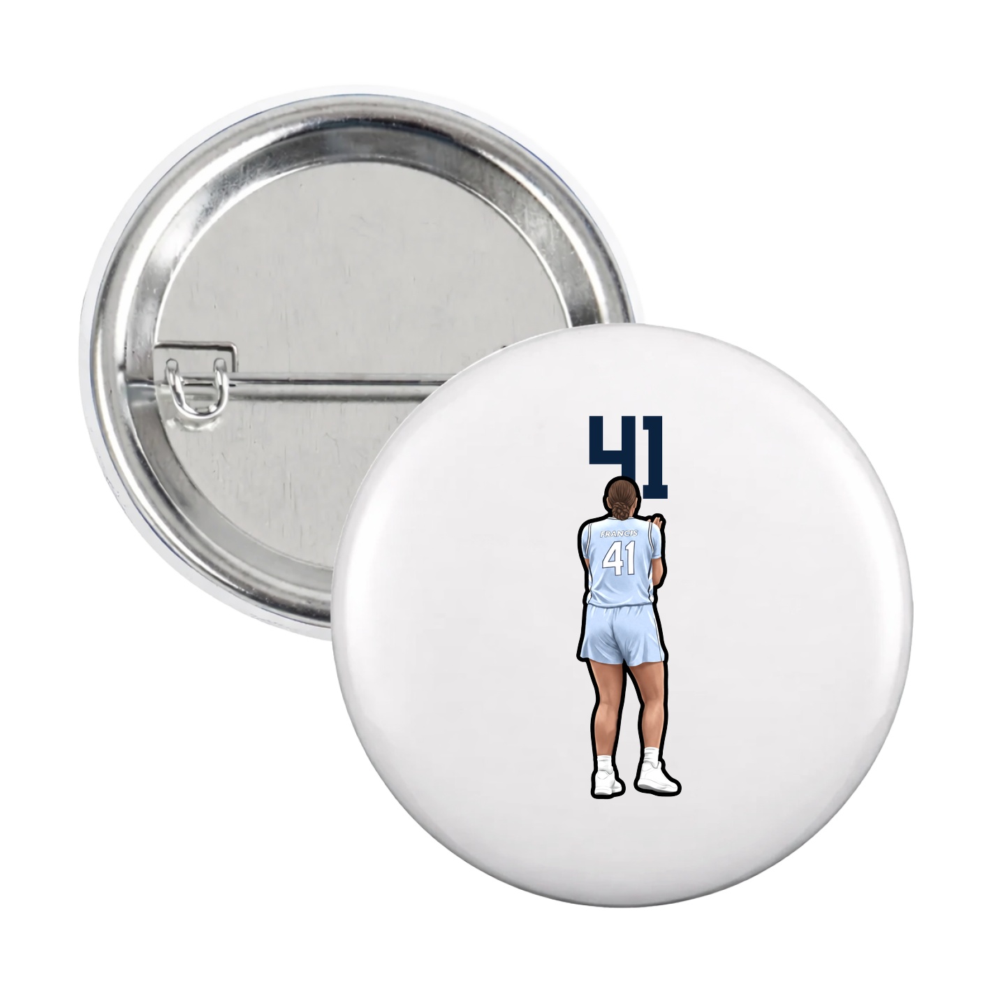 Game Day Button — Number Top in White