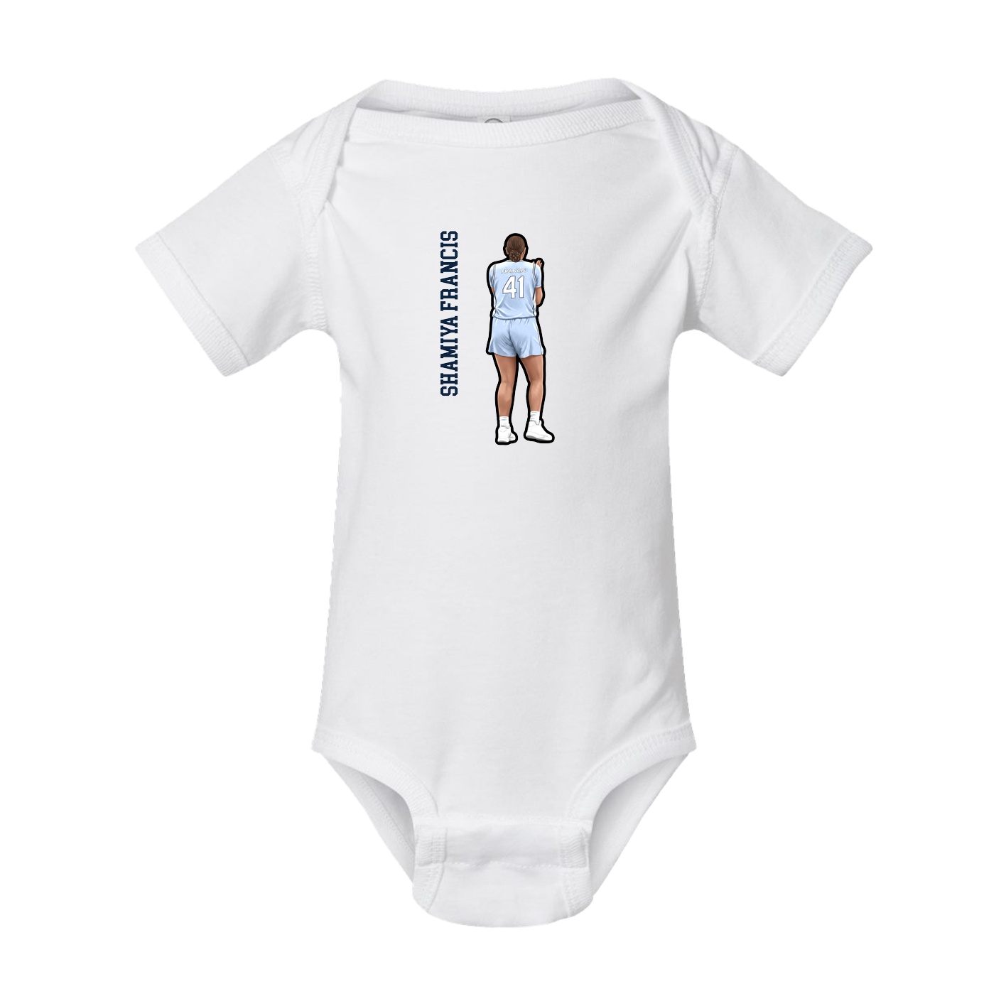 Baby Onesie — Name Vertical in White