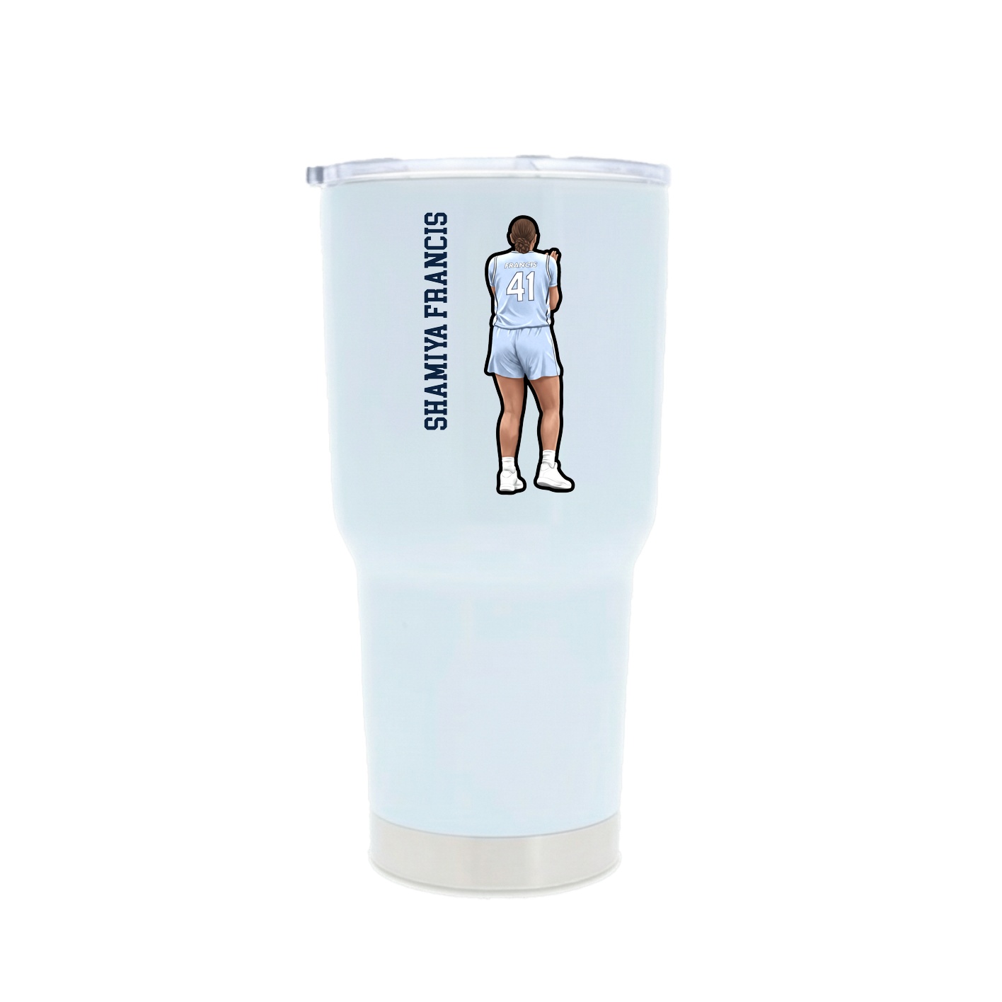 30oz Stainless Steel Tumbler — Name Vertical in White