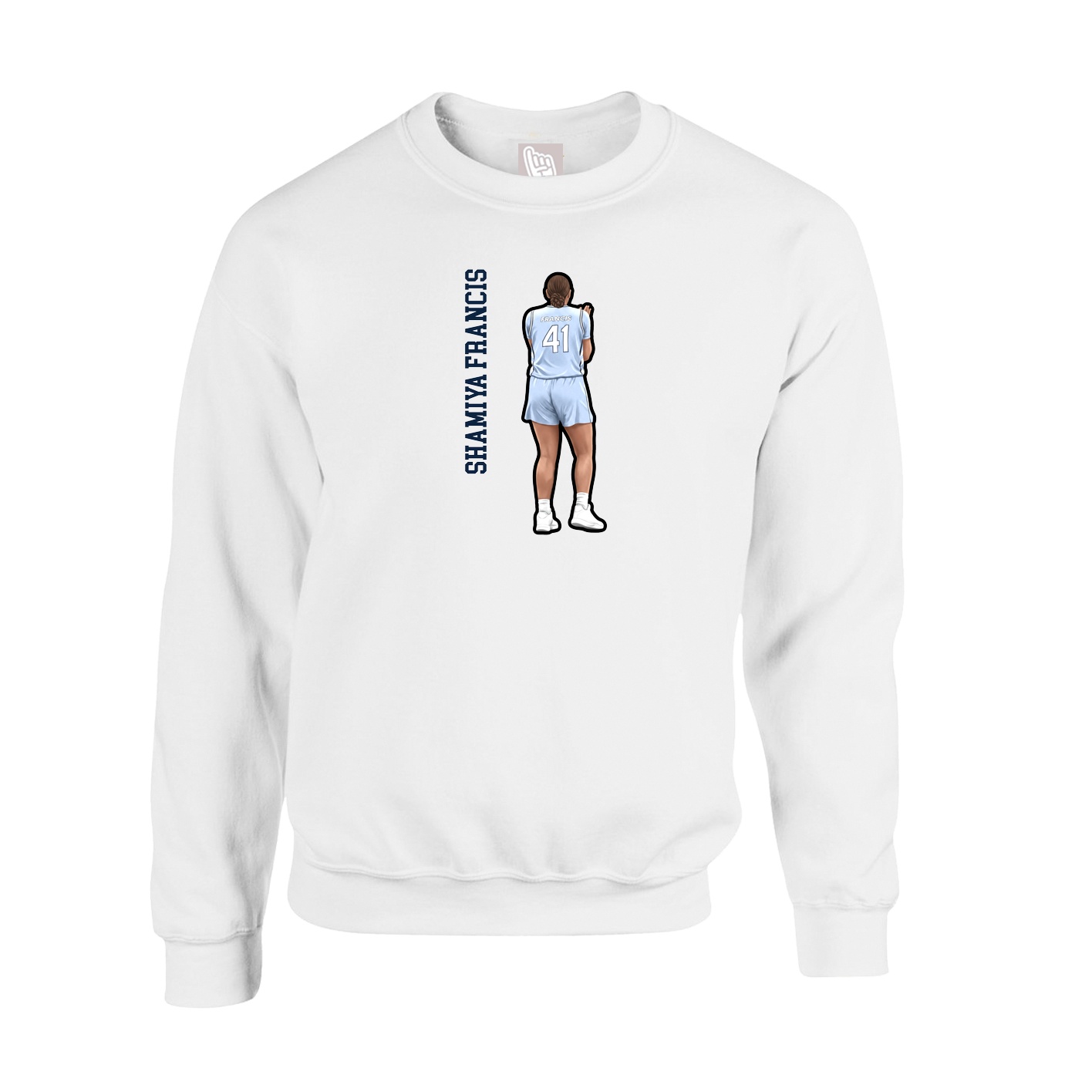 Fleece Crew — Name Vertical in White