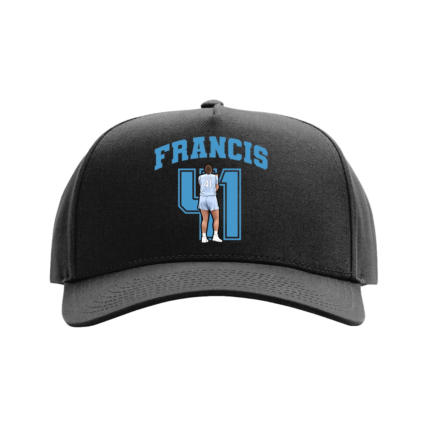 Full Fabric Five-Panel Champ Cap — Number in Black
