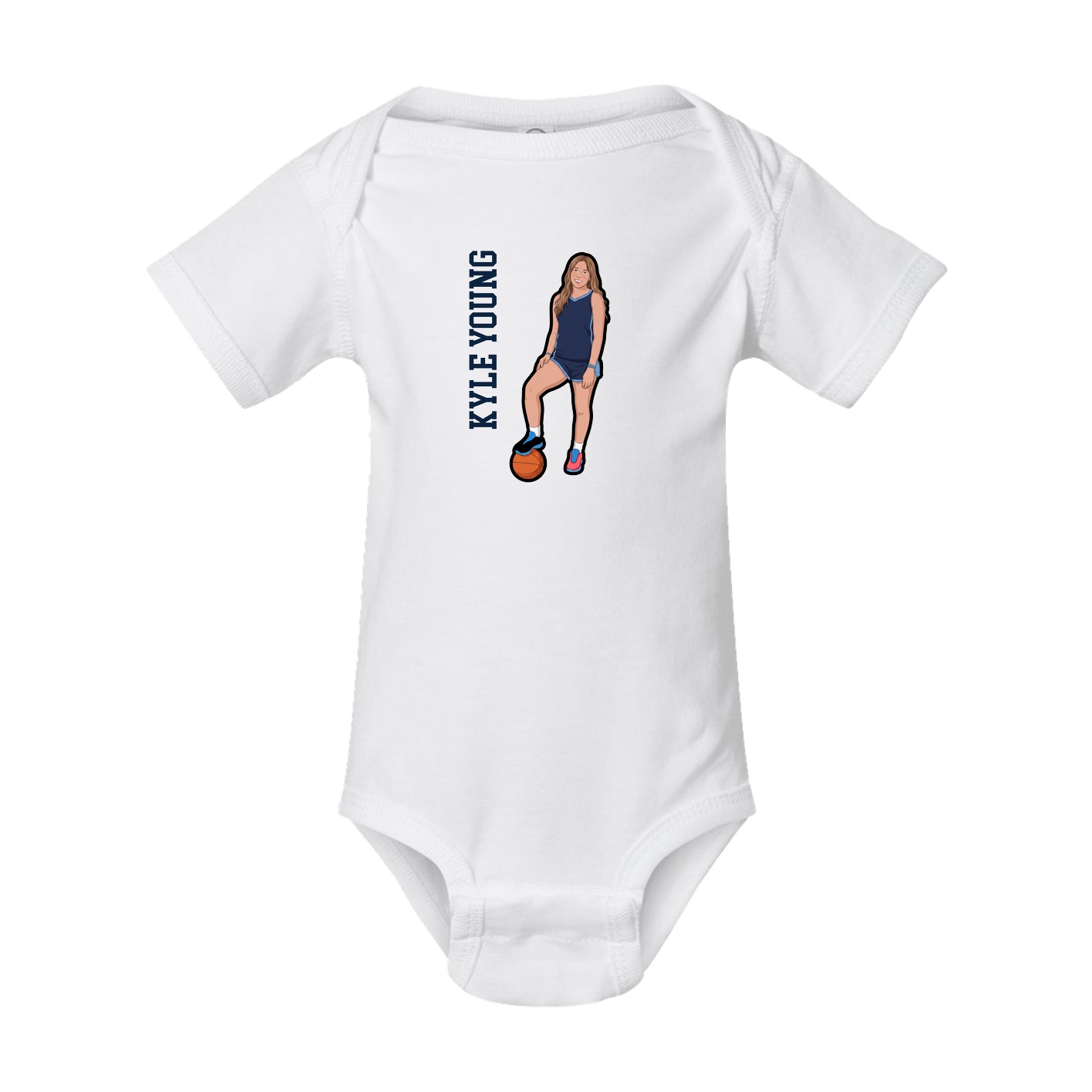 Baby Onesie — Name Vertical in White
