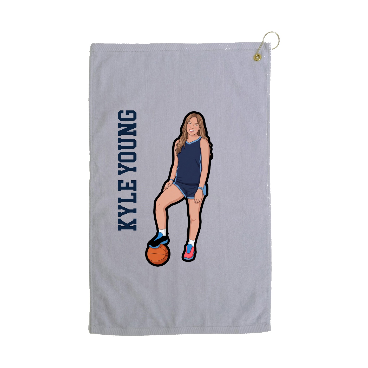 Golf Towel — Name Vertical in Grey