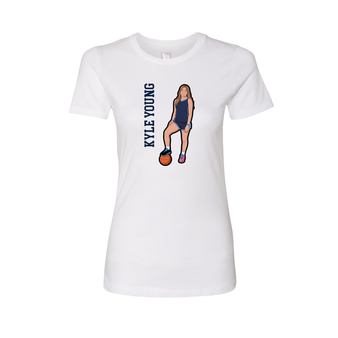 Fitted Women's Tee — Name Vertical in White