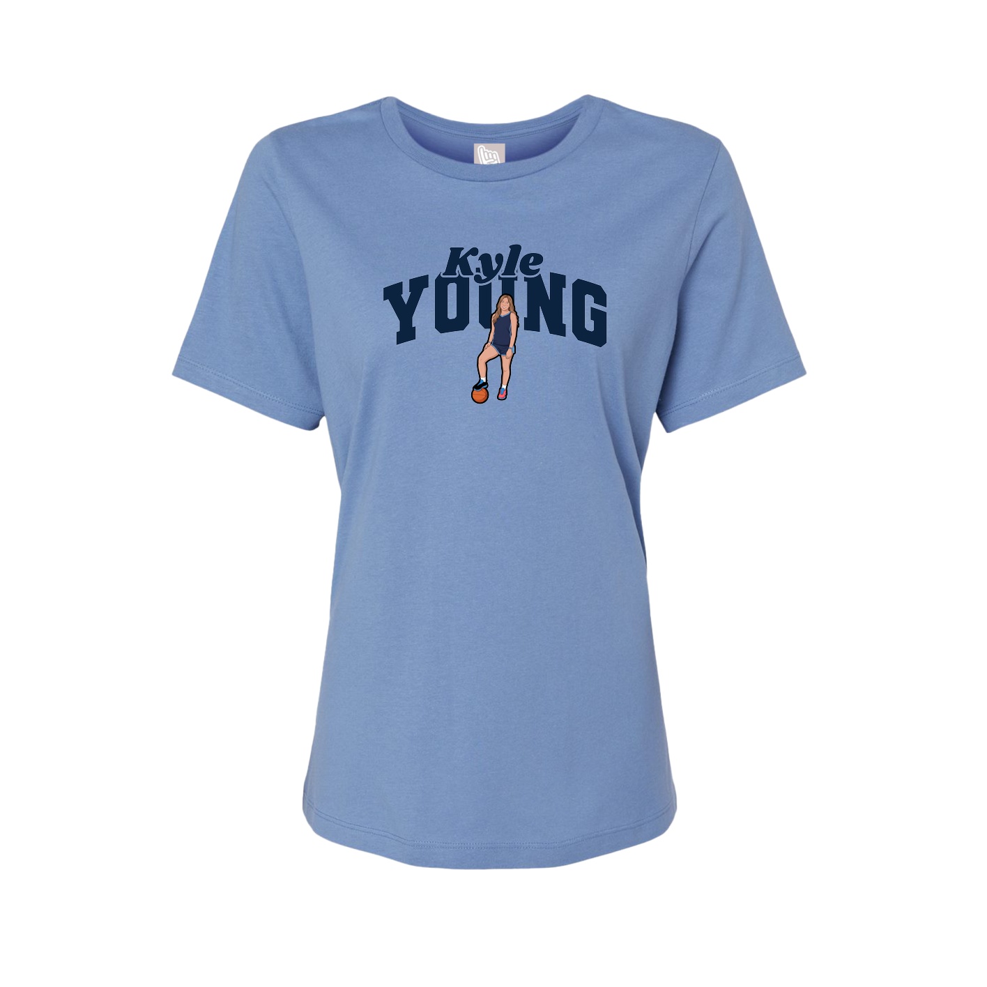 Fitted Women's Tee — Signature Arch in Powder Blue