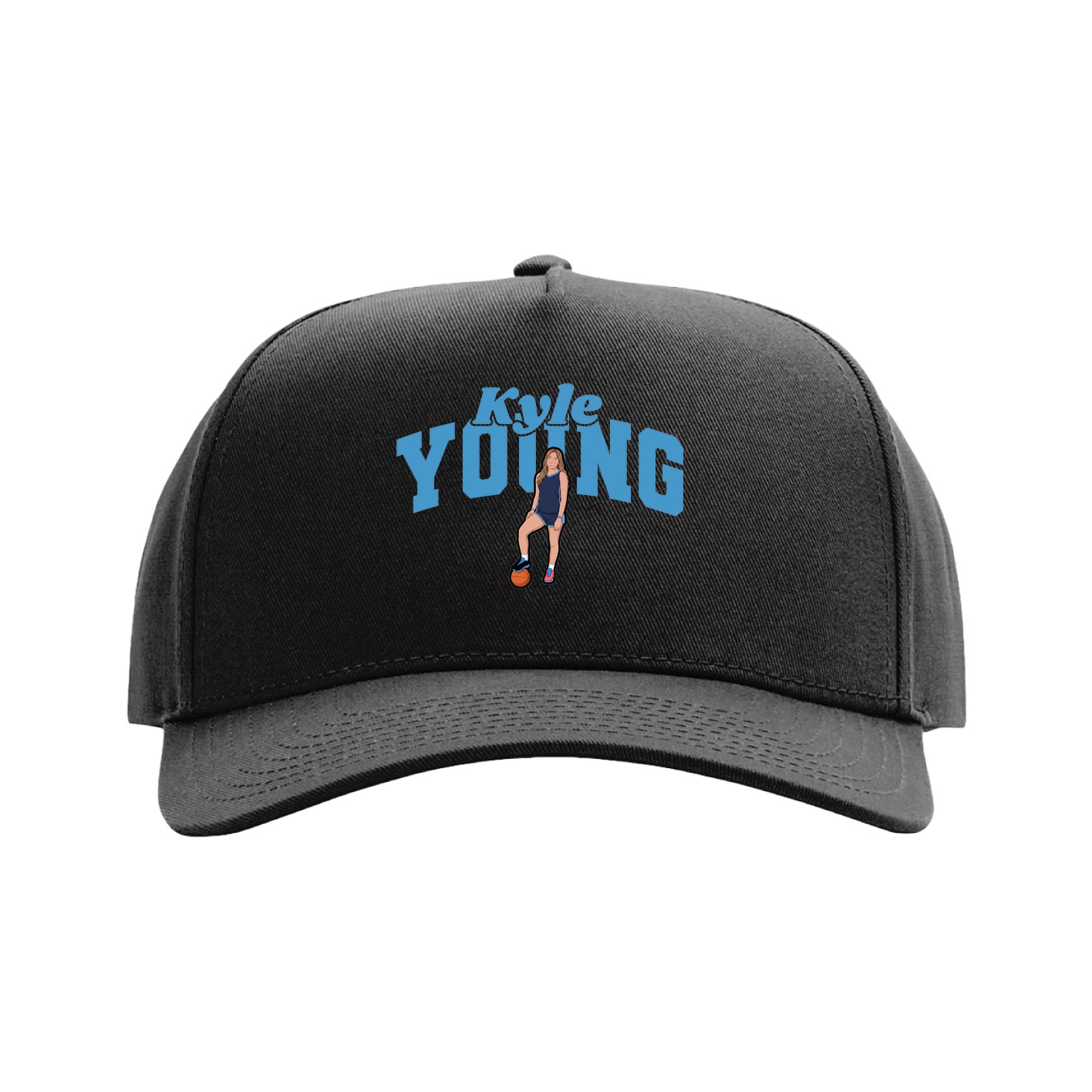 Full Fabric Five-Panel Champ Cap — Signature Arch in Black