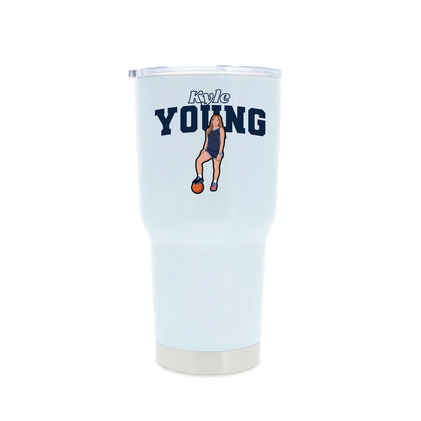 30oz Stainless Steel Tumbler — Name Arch in White