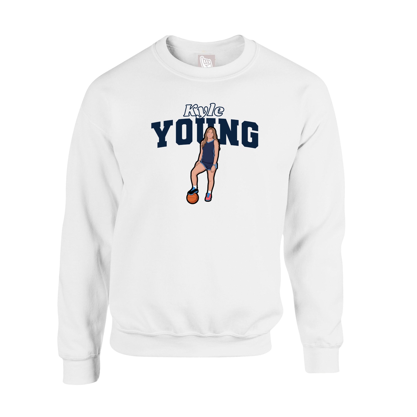 Fleece Crew — Name Arch in White