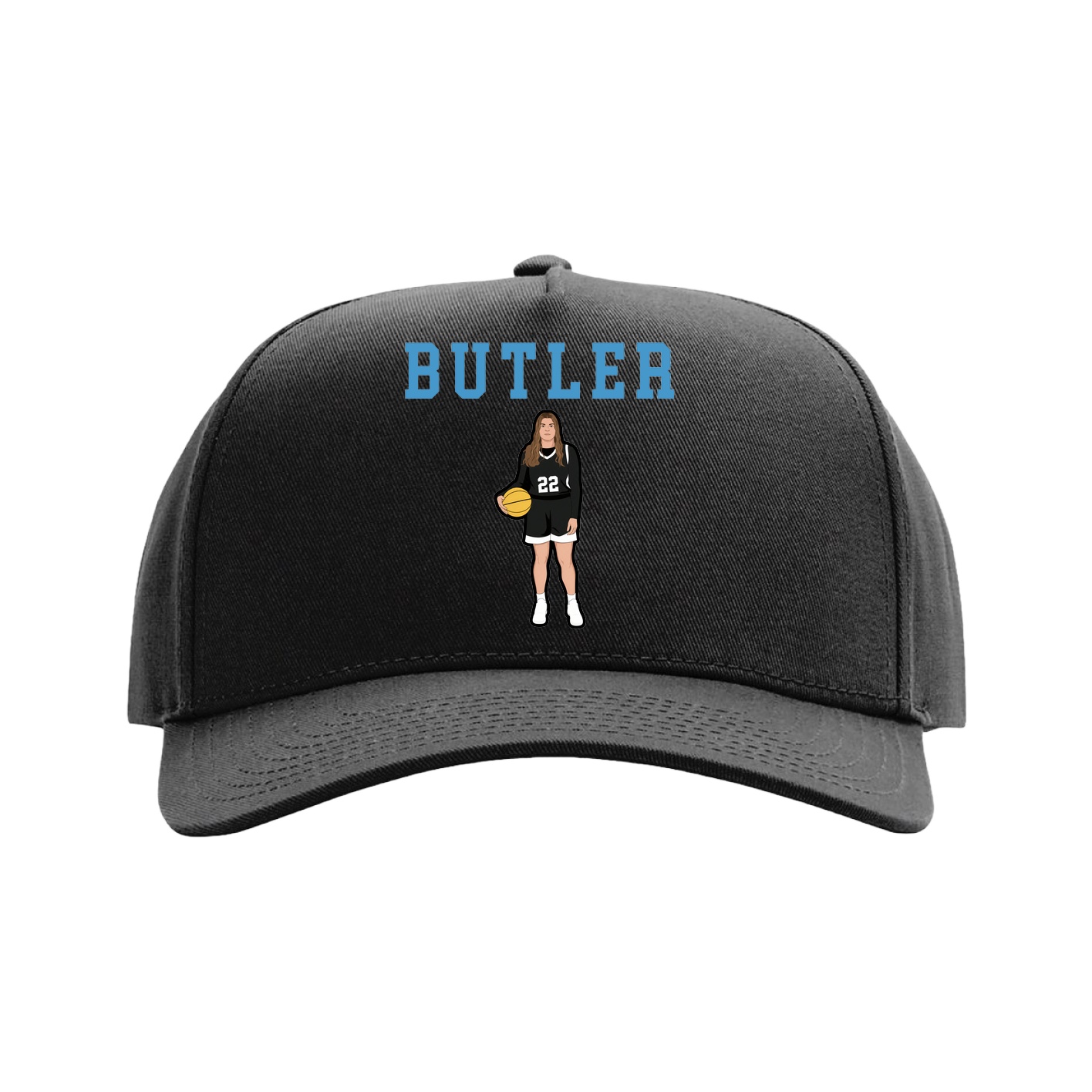 Full Fabric Five-Panel Champ Cap — Shirsey in Black