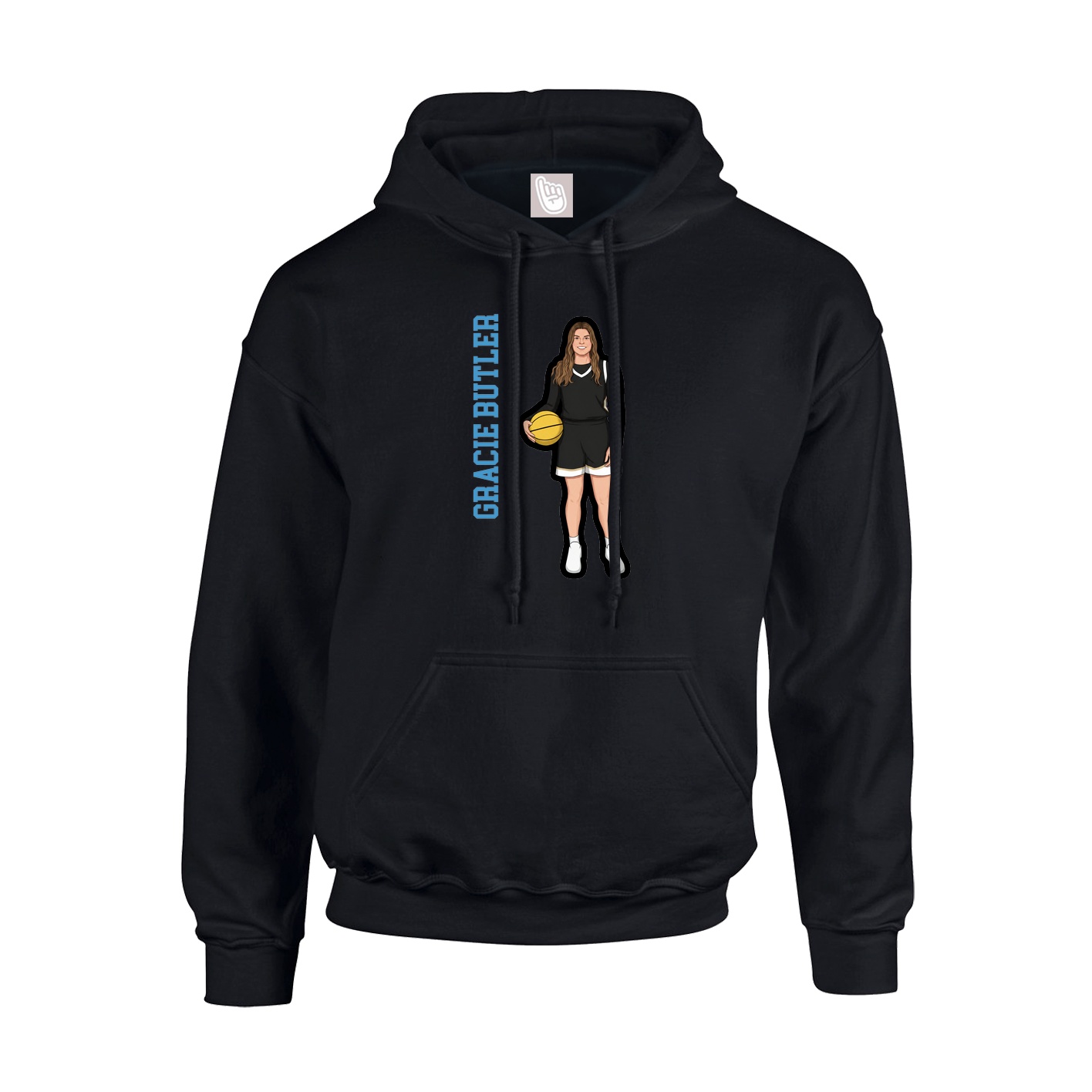 Youth Hoodie — Name Vertical in Black