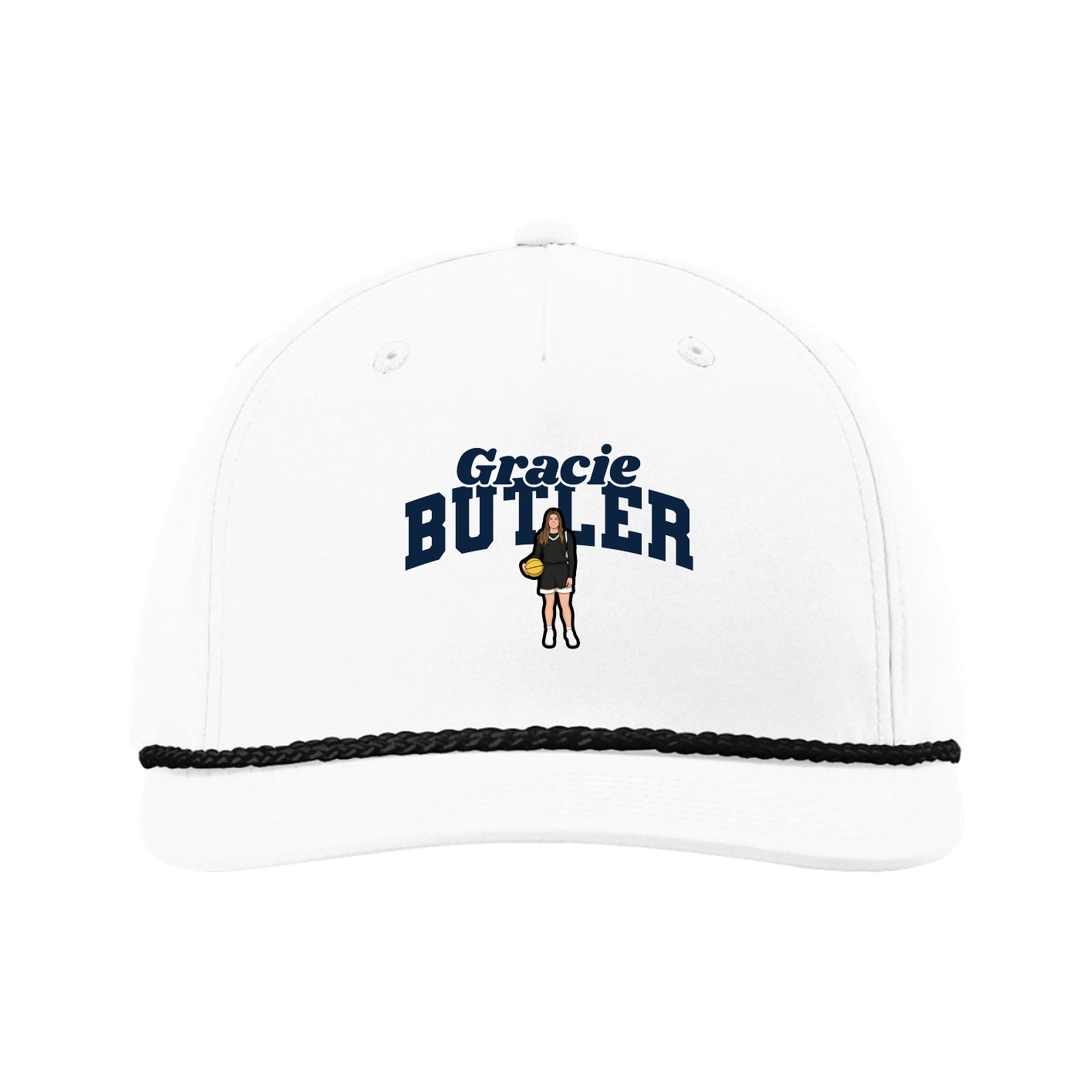Five-Panel Classic Rope Cap — Signature Arch in White