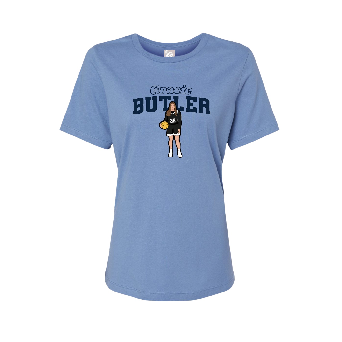 Fitted Women's Tee — Name Arch in Powder Blue
