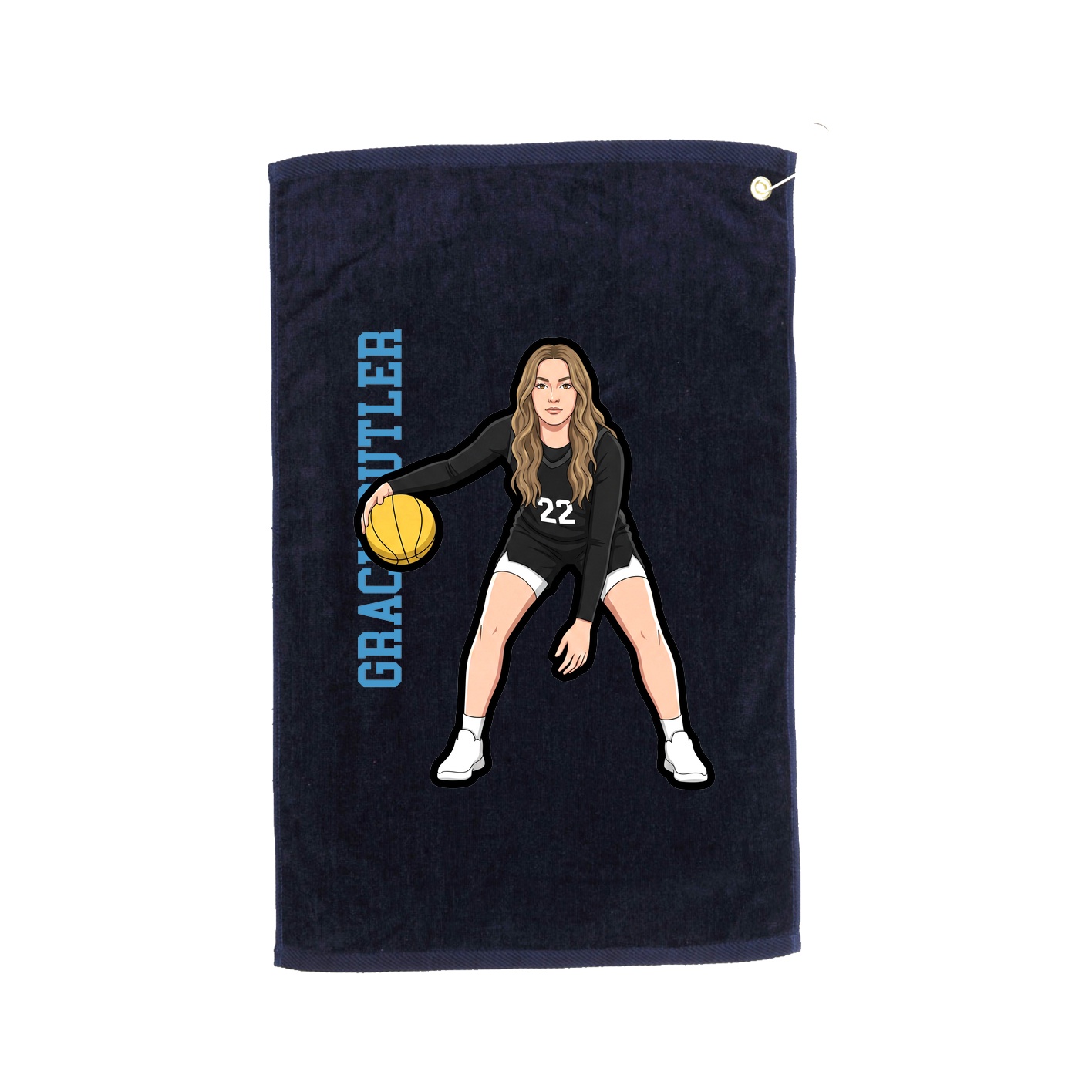 Golf Towel — Name Vertical in Navy