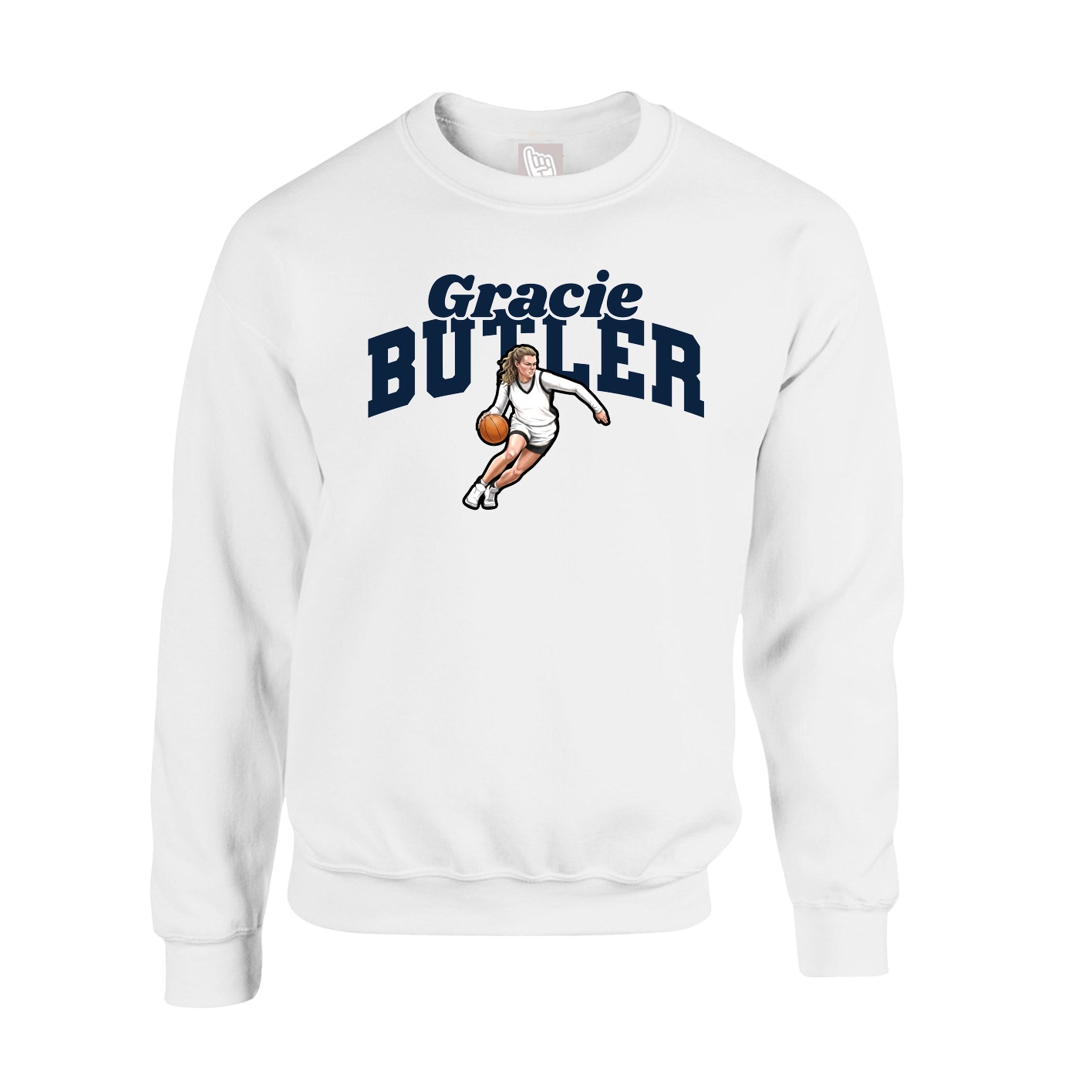 Fleece Crew — Signature Arch in White
