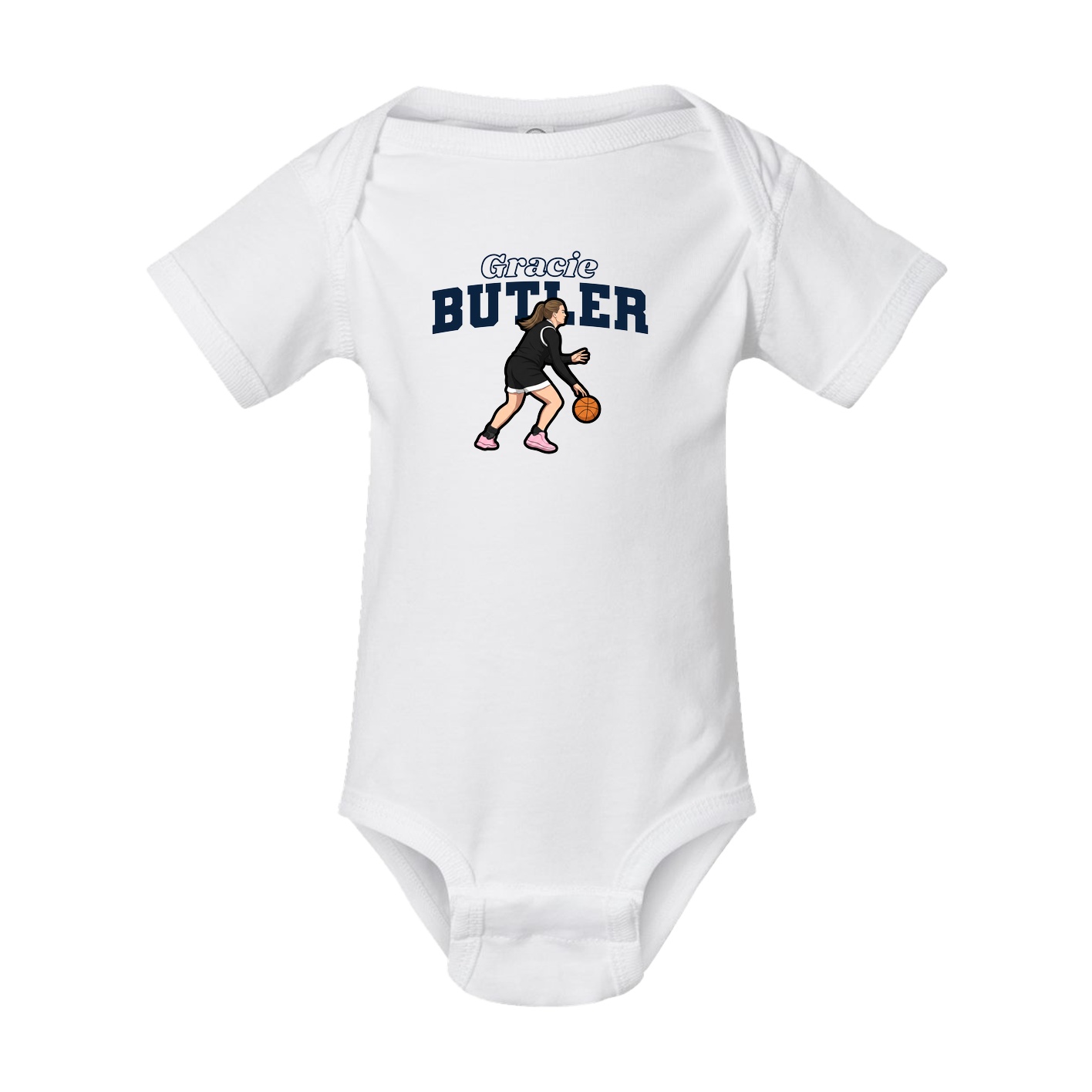 Baby Onesie — Name Arch in White
