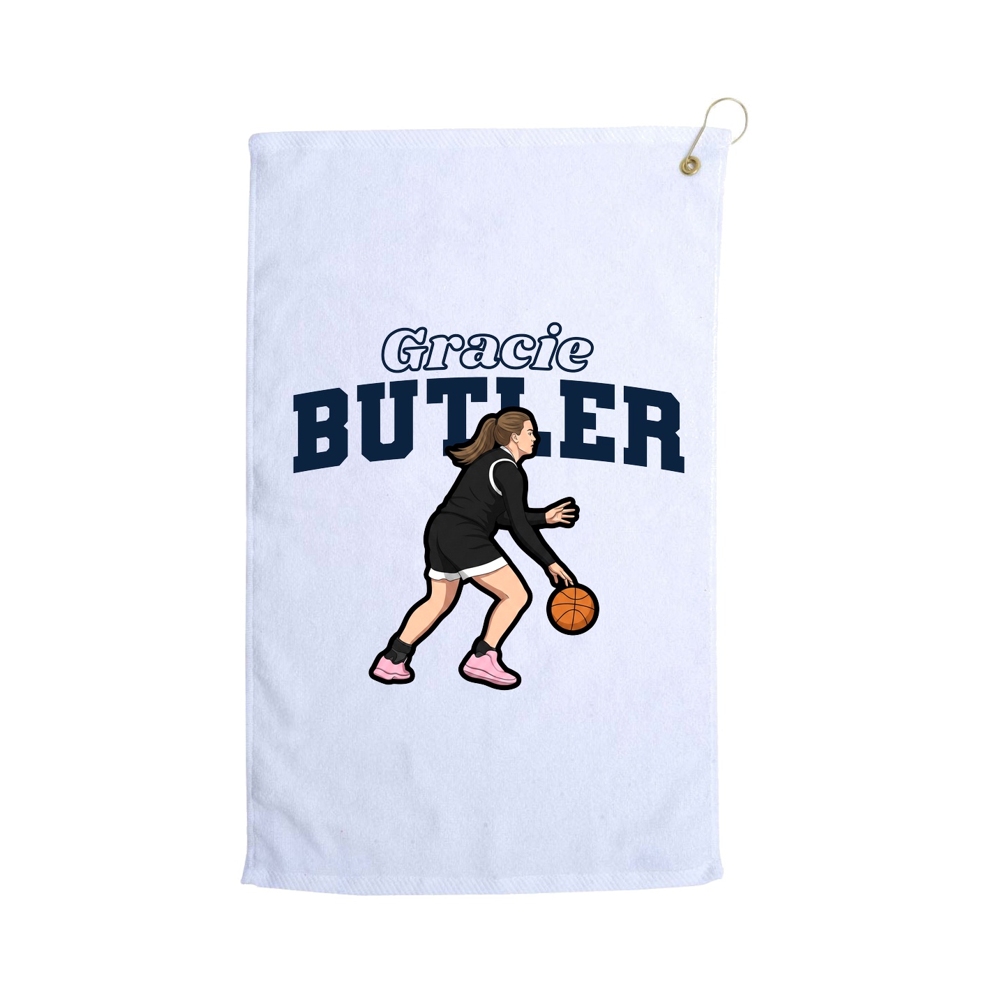 Golf Towel — Name Arch in White