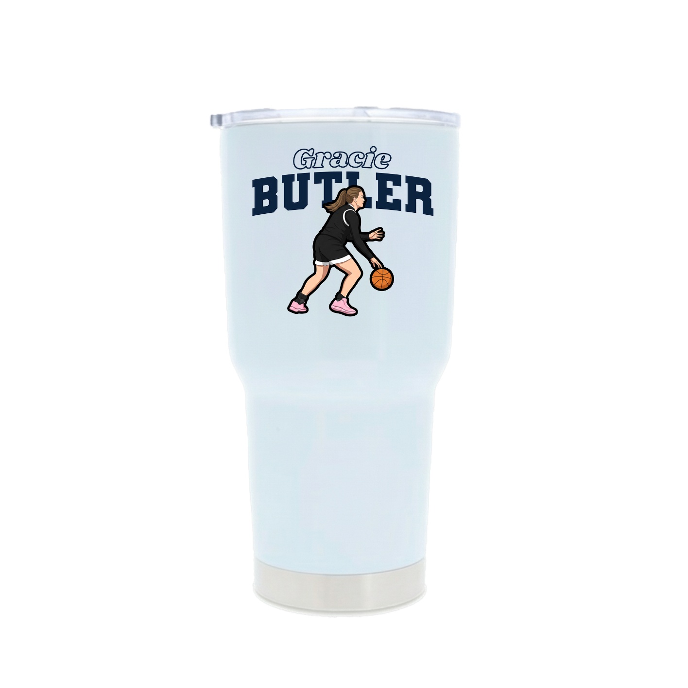 30oz Stainless Steel Tumbler — Name Arch in White